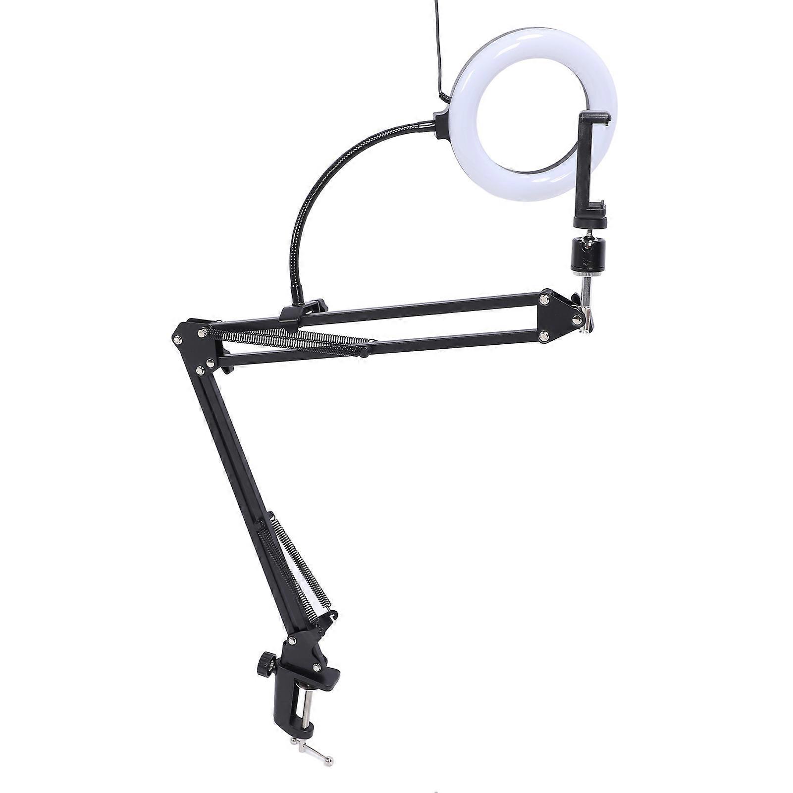 Adjustable Ring Light with Overhead Phone Mount for Video Recording and Live Streaming