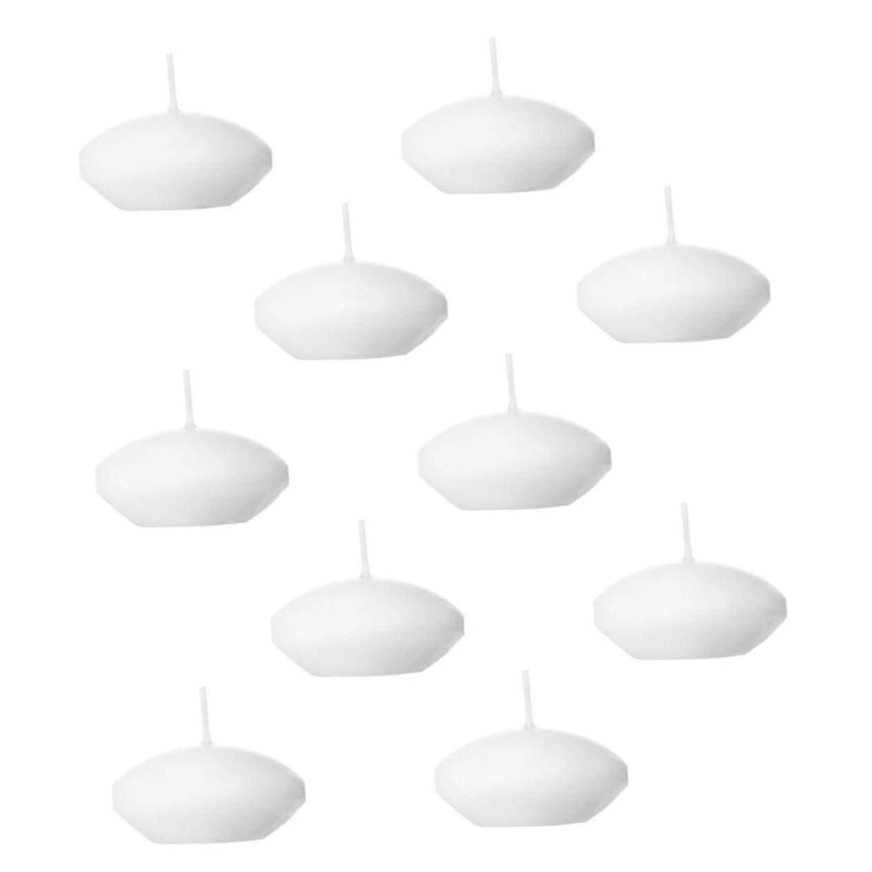 Floating Candles Pack of 10, Unscented Flameless Tea Lights, Waterproof Flickering Pool Lights, 4x4x2 CM, White