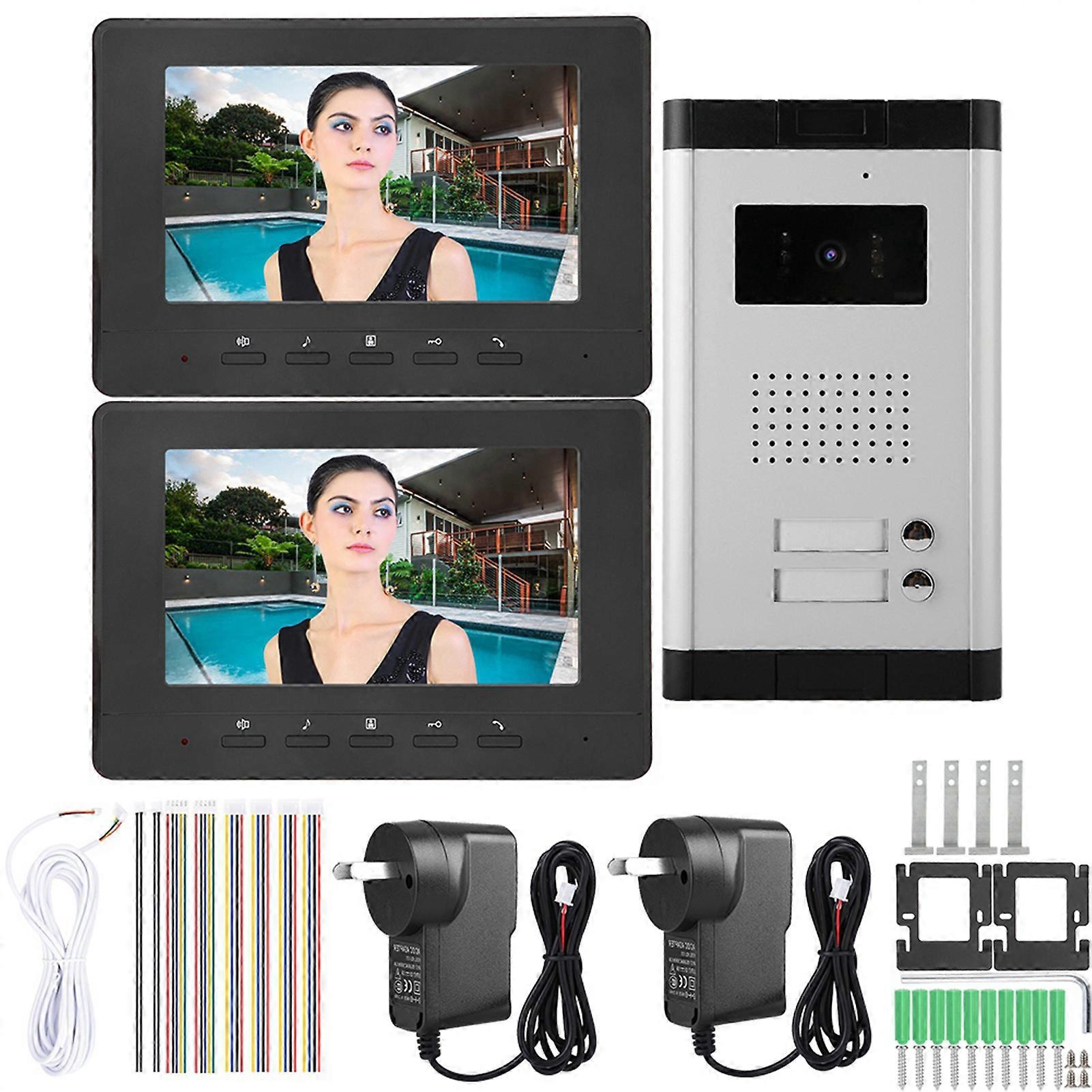 7inch 1-Drag-2 Color Video Intercom Doorbell Visual Camera Door Phone Monitor