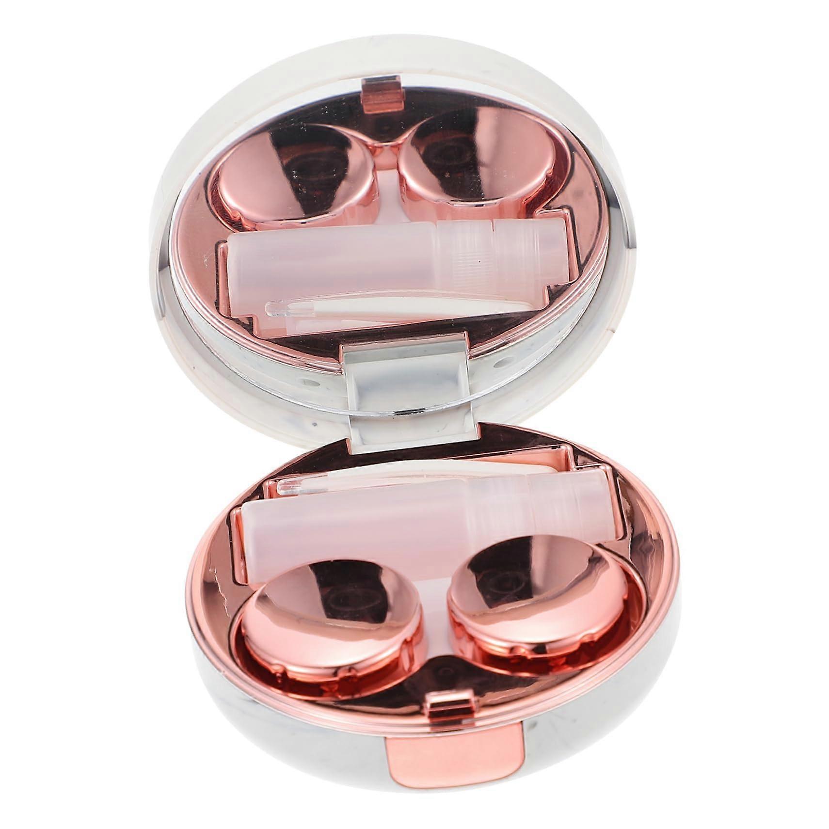 1 Set White Plastic Contact Lens Case with Tweezers and Holder for Safe Storage and Home Use