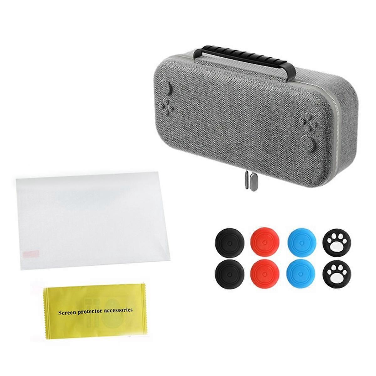 For Switch 2 Storage Bag+Screen Protective Film+Joystick Caps Grey