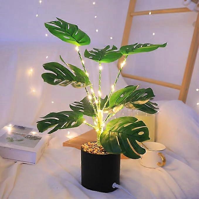 Sparkling tree, realistic, shimmering palm, paradise lamp, illuminated, tropical, LED lights, USBpowered, for gifts (BB).