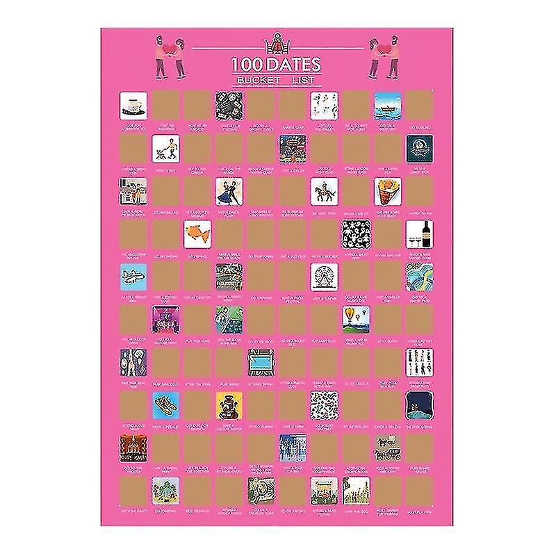 Poster Scratch Off 100 Dates Bucket List Couple Gift Unframed