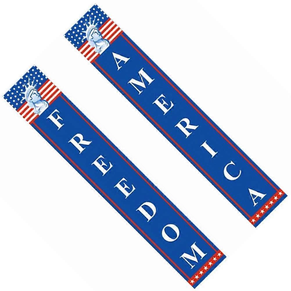 1 Pair 4th of July Door Banner Independence Day Porch Sign Hanging Decoration
