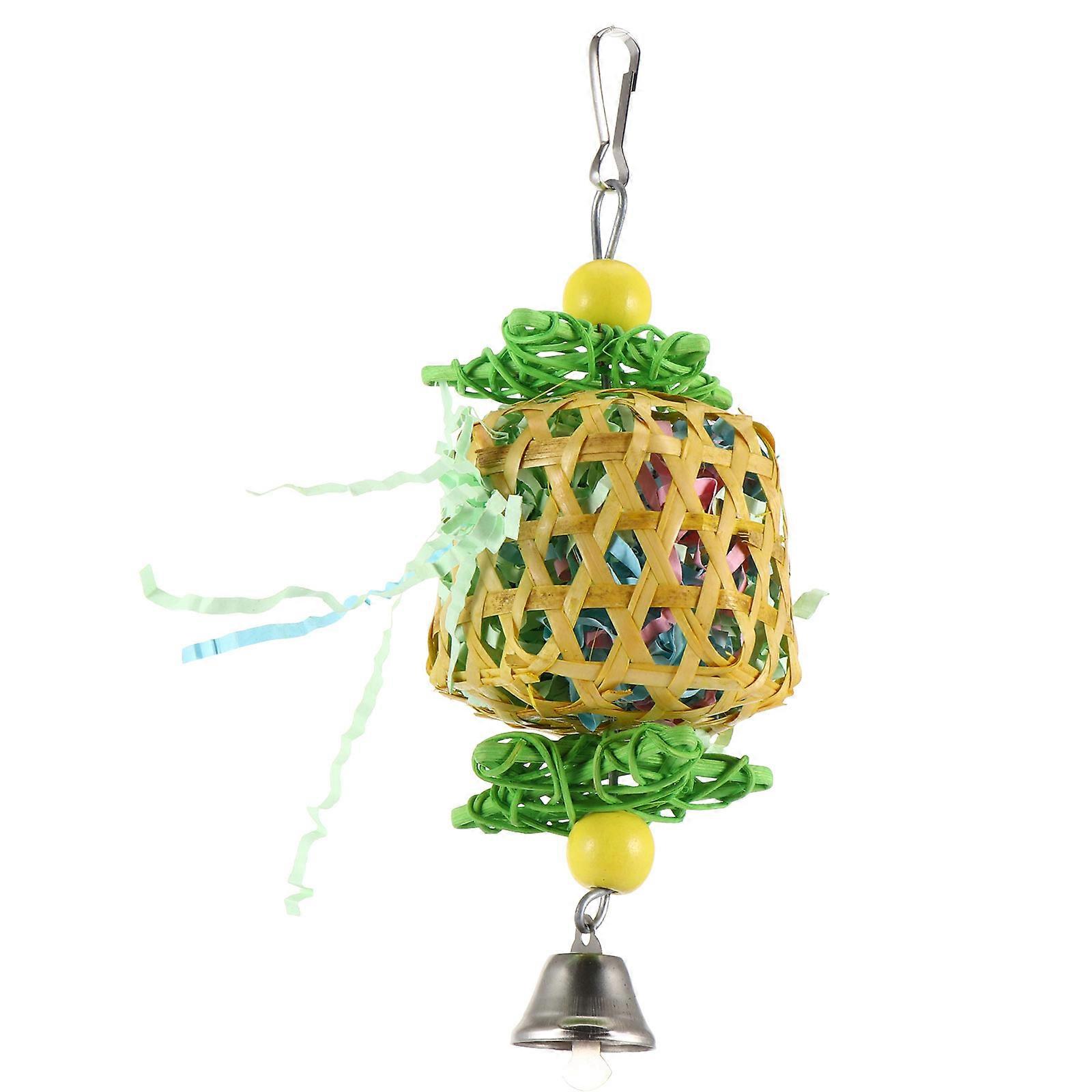 Durable Rattan Bird Toys for Parrots with Bell Safe Multi Composite Material Pet Use 7 Inch