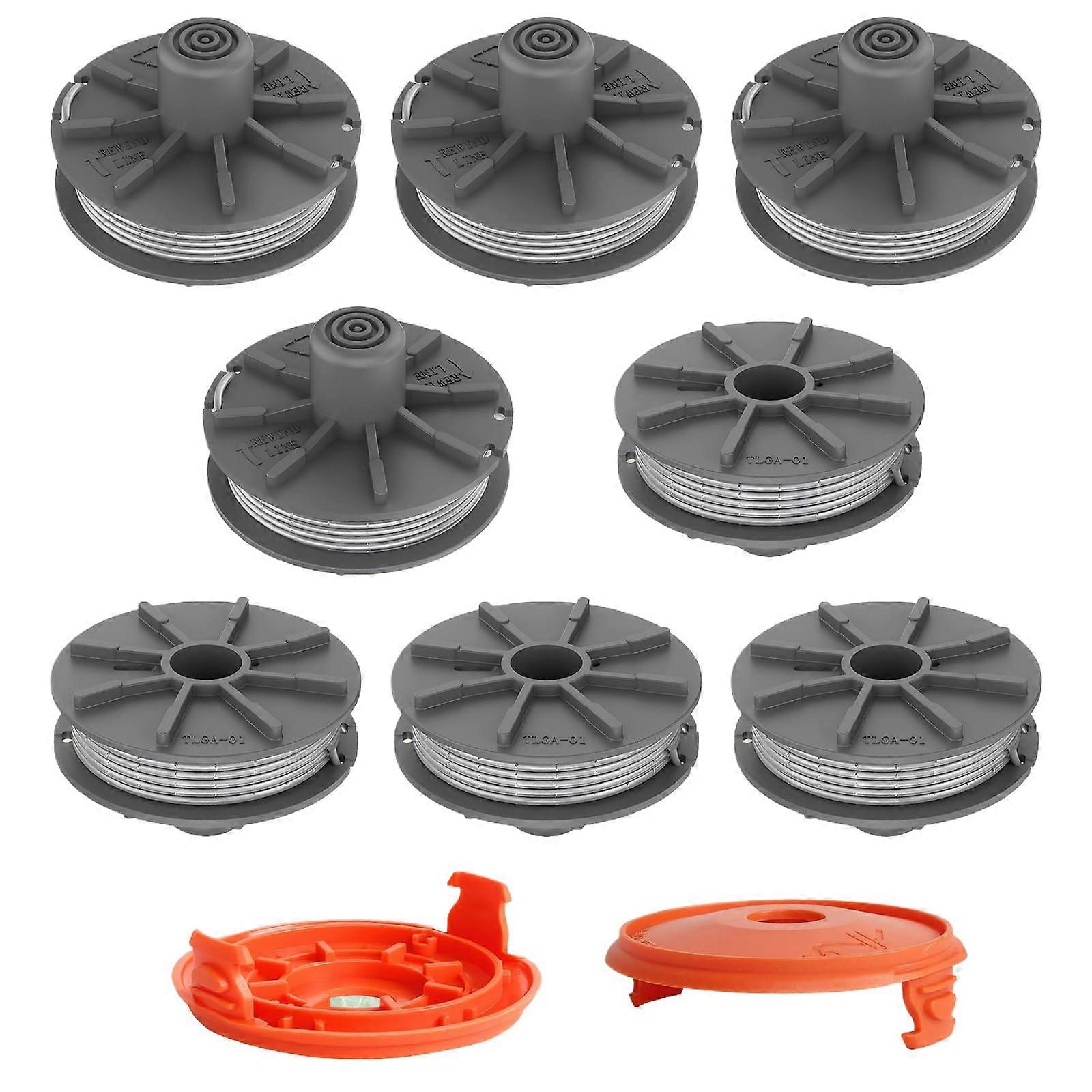 Pack of 8, Lawn Trimmer Replacement Spool with Cover, Compatible with 530720, 88468848, 98069809