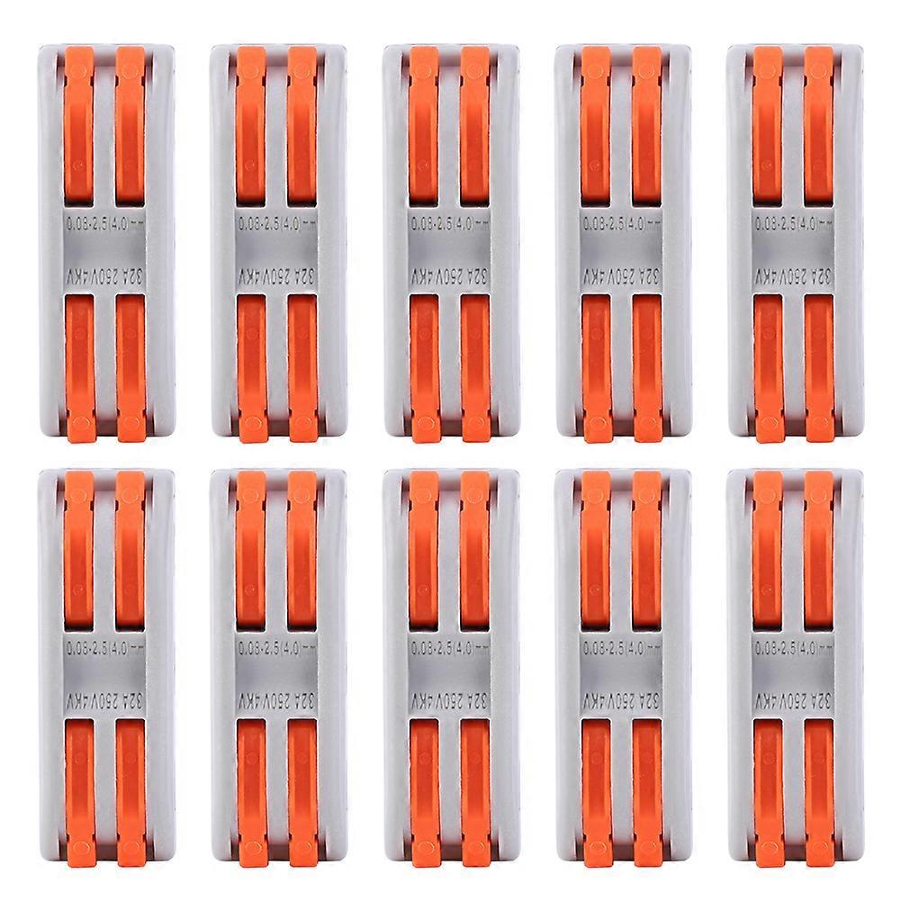 10PCS PCT2-2 Color Button Wire Connector 2-in-2-out Quick Terminal Block for Wiring ClipMonochrome