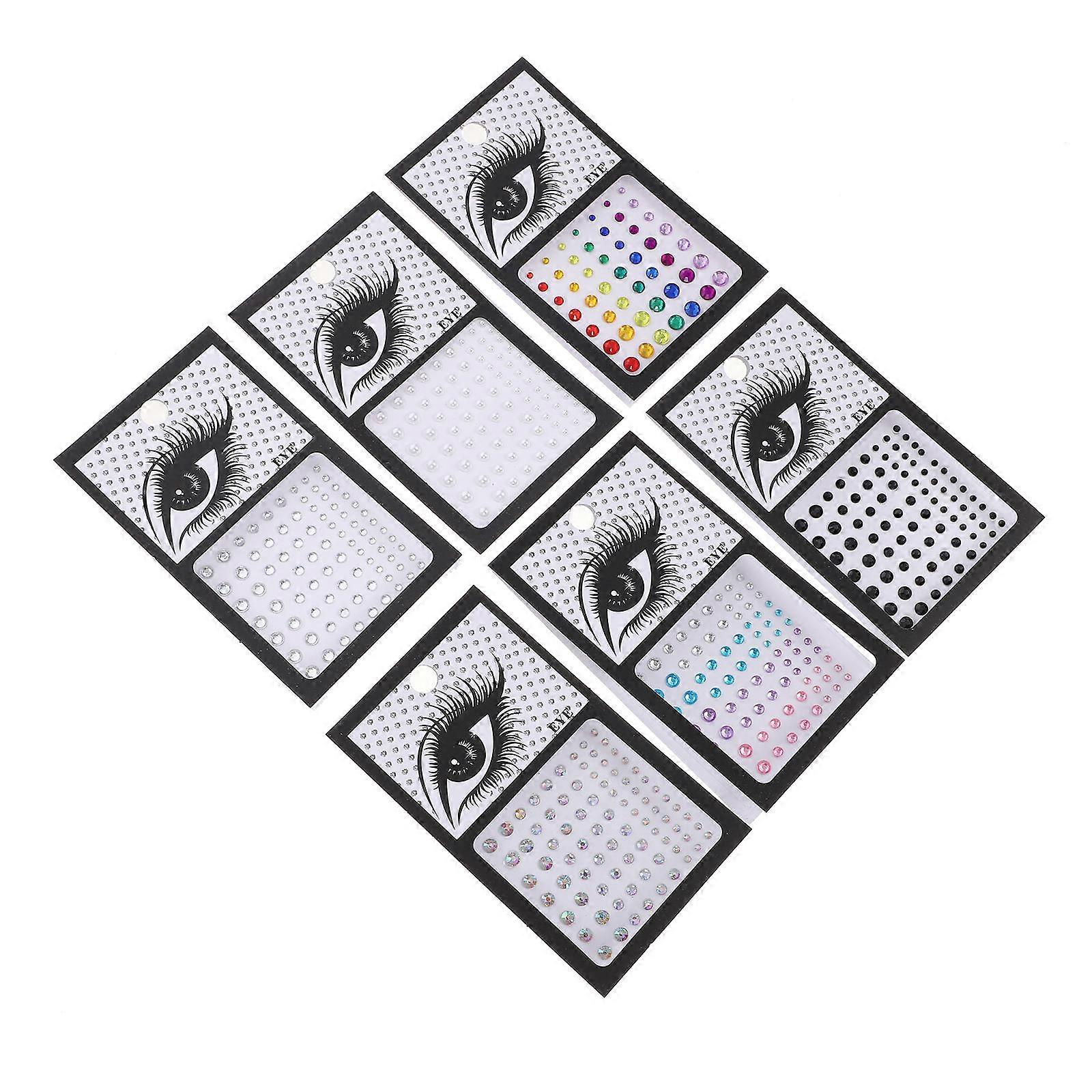 Gems Sticker For Face Acrylic Shiny Self-Adhesive For Special Days And Cosplay Parties 6 Sheets