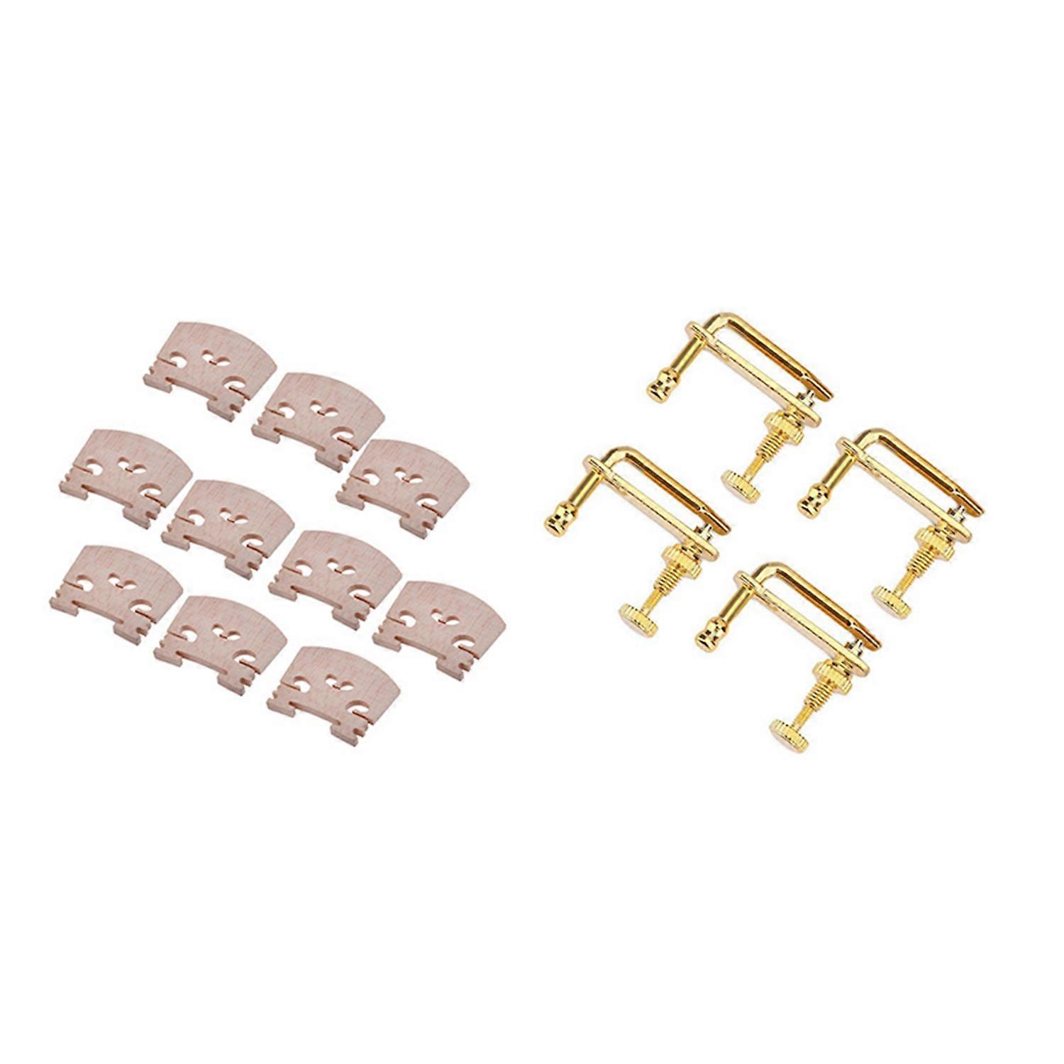 10x Violin Bridge 4/4 Maple Leaf Violin Bridge Violin Parts Violin Code & 4Pcs Violin Fine Tuners Go