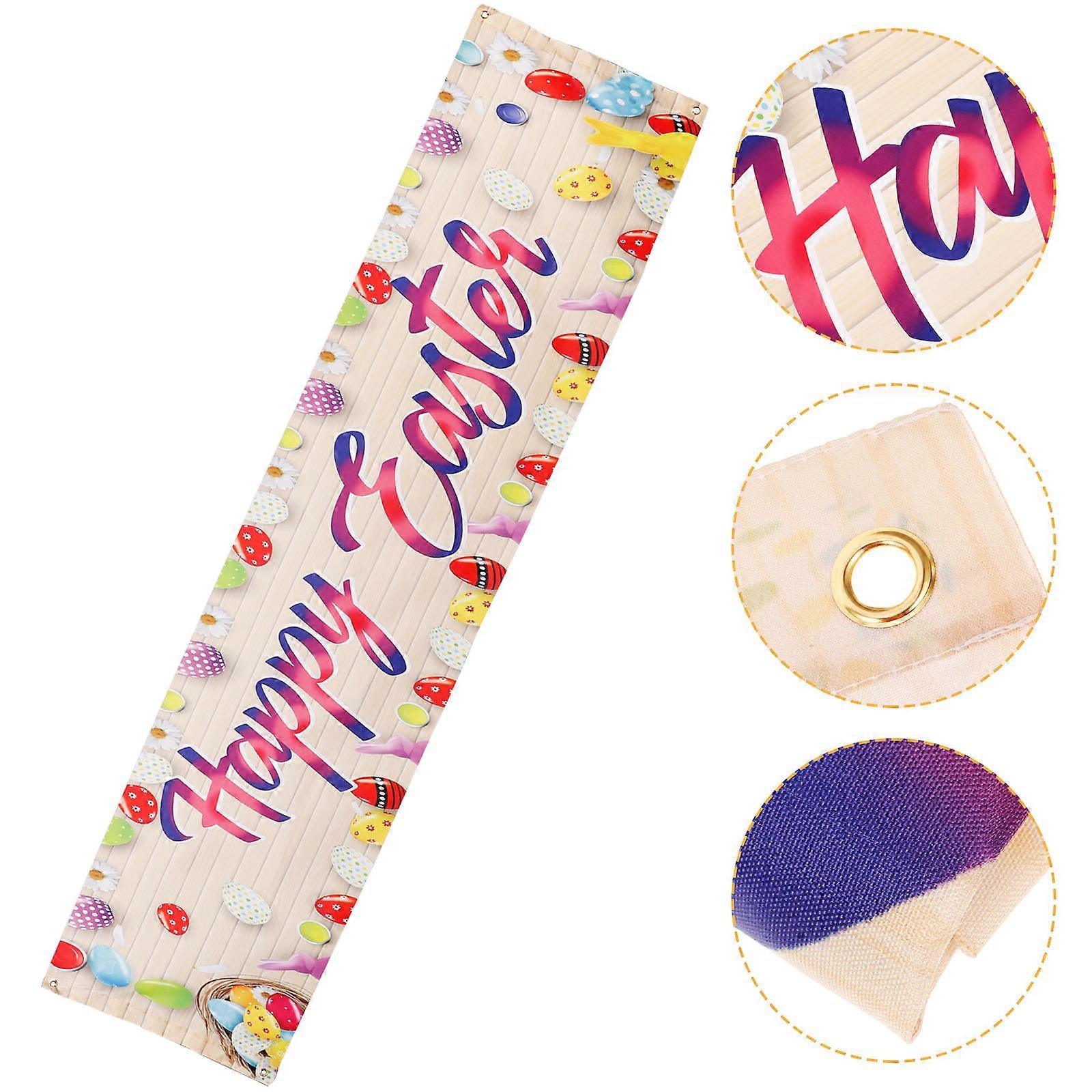 FRCOLOR Easter Porch Sign Happy Easter Theme Banner for Spring Outdoor Indoor Porch Party