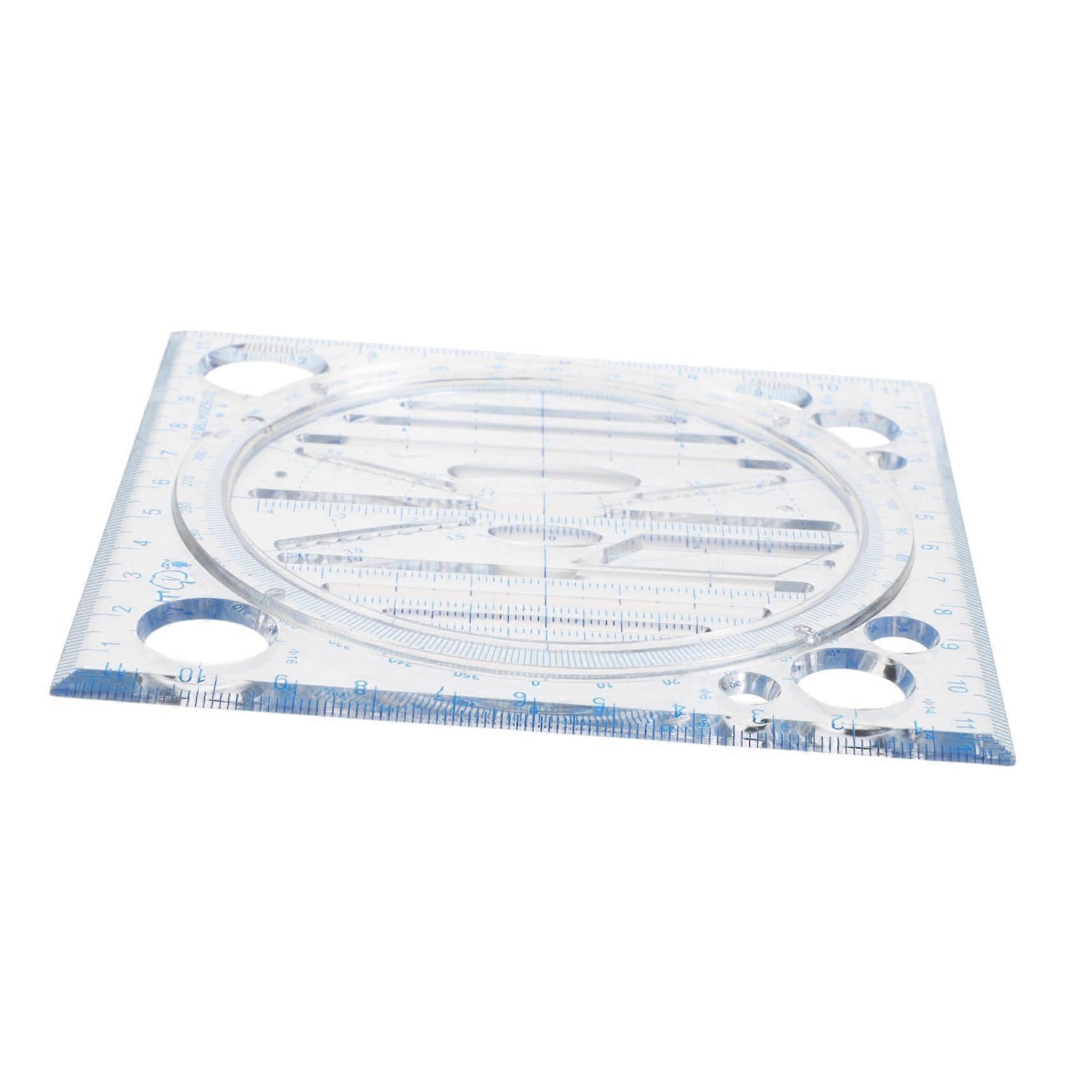 Precise Drawing Tool with Circular Arcs and Angle Aids, Durable Plastic Geometry Drawing Instrument in Sky Blue