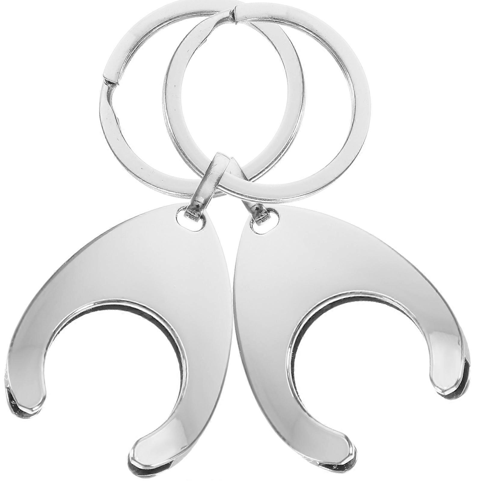2pcs Zinc Alloy Shopping Trolley Token Keychain Coin Holder for Supermarket Cart & Key Storage Portable Metal Pendant Accessory
