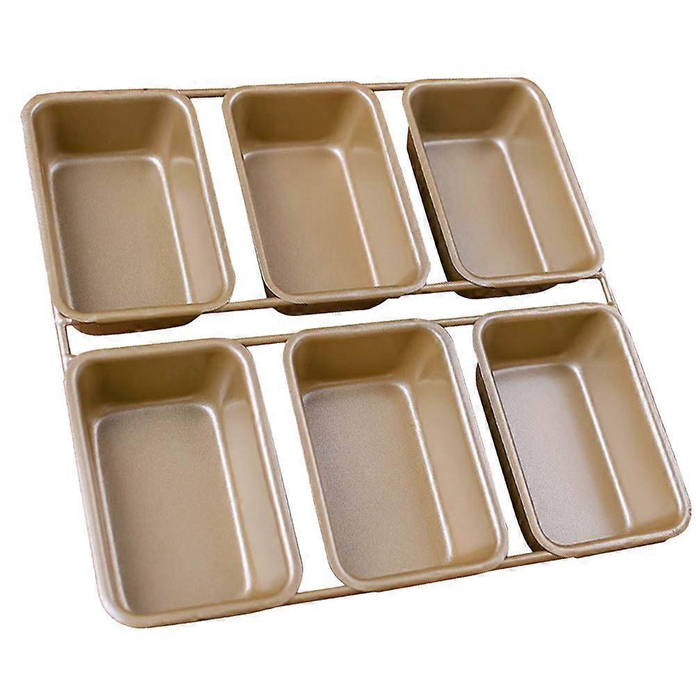 Rectangular Non Stick Baking Mold 6 Grids Baking Plate Tray Toast Mould Household Baking Gadget Cake Mold Golden