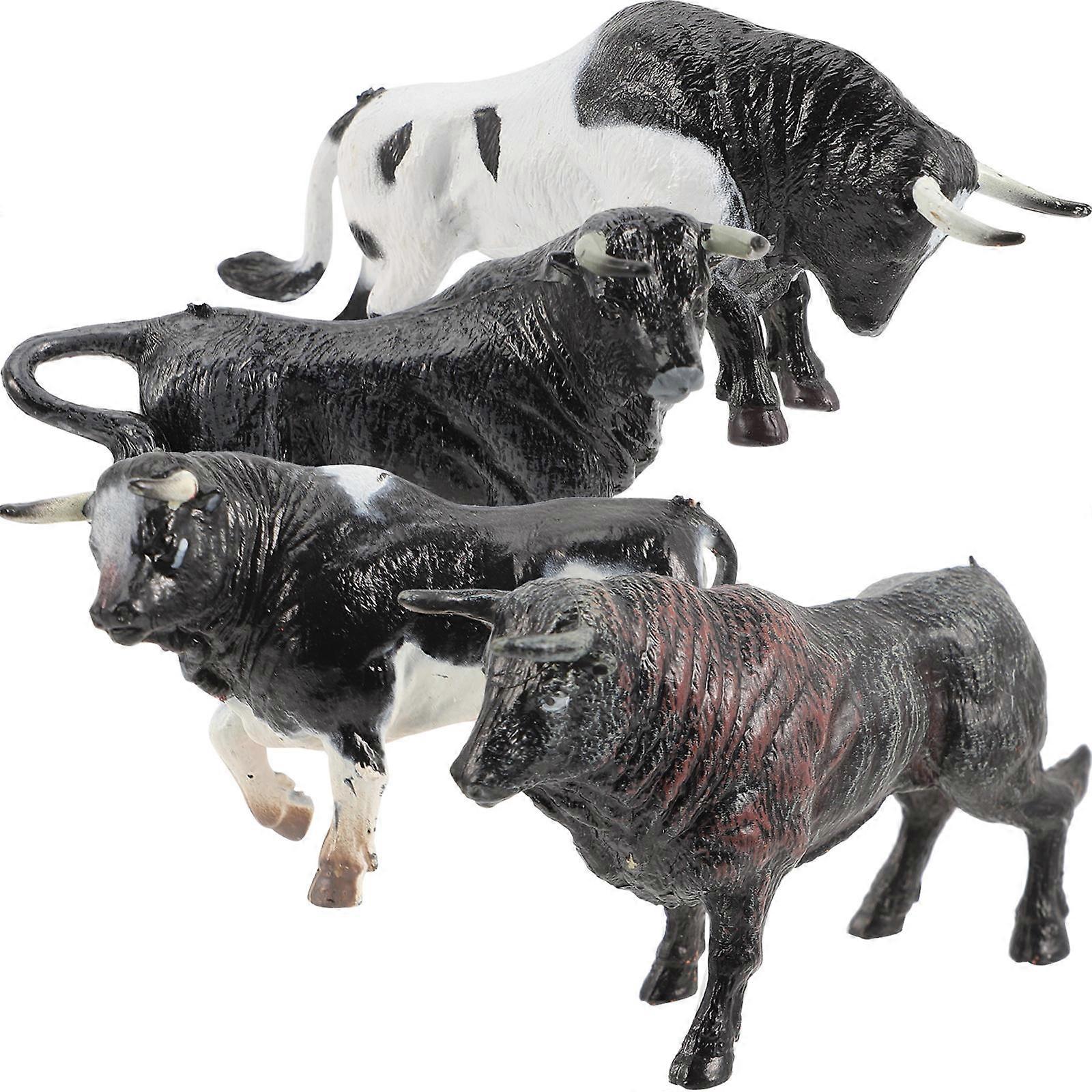 Adorable Mini Cow Figurine for Playing Made of Plastic in Assorted Color Compact Size 4 Pieces