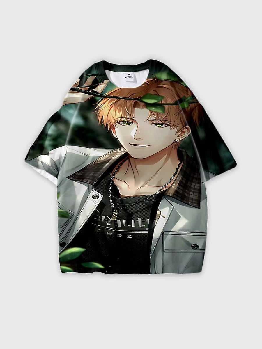 T-shirt round neck Role Pattern loose short sleeve E652