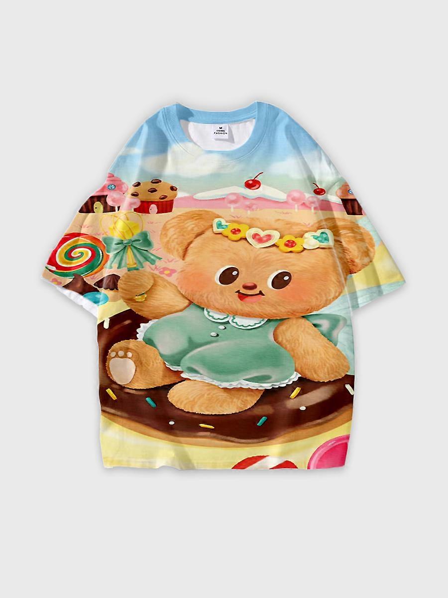 T-shirt round neck Pattern loose short sleeve B1576