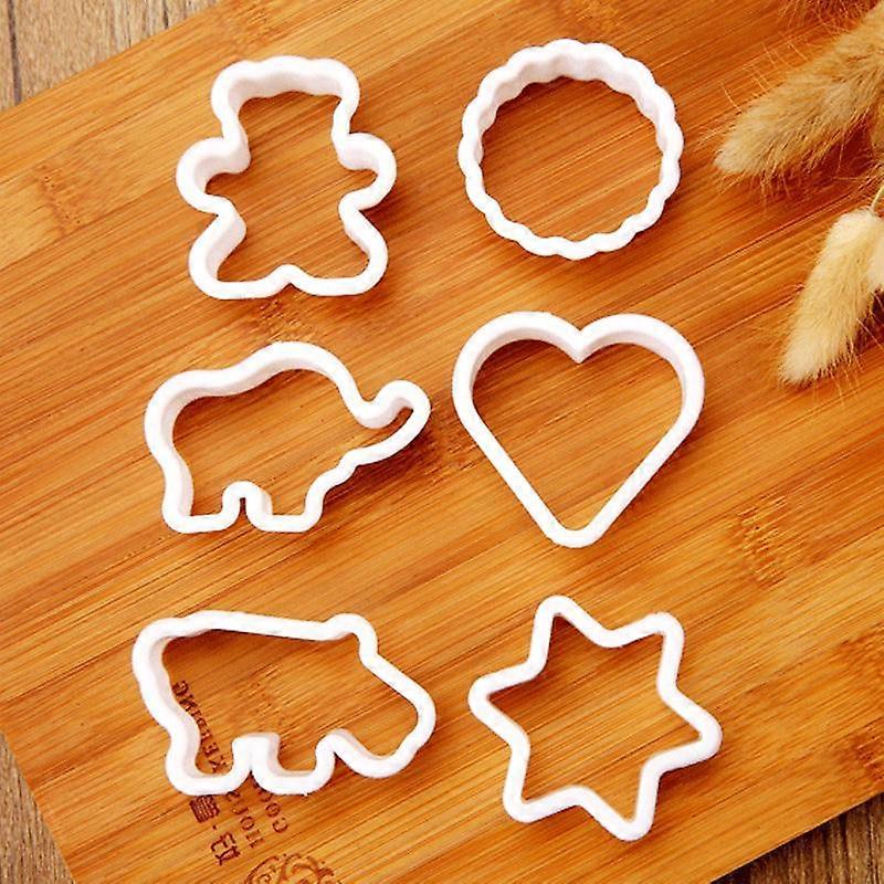 6Pcs PP Plastic Heart & Animal Shaped Cookie Cutters Set, Versatile Baking Tools for Biscuits & Cakes
