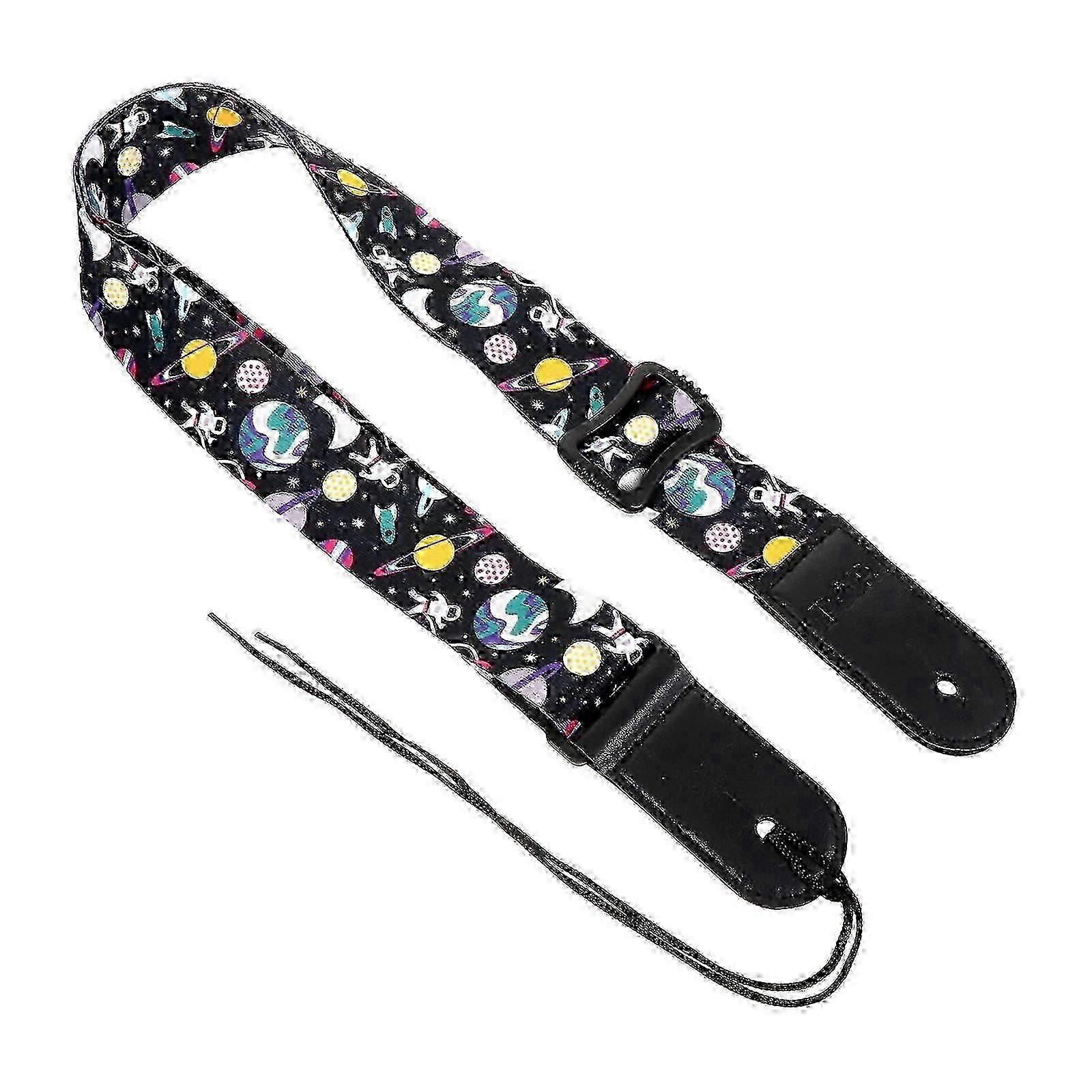 Barn Gitarr Strap Äkta Läder End och Polyester Gitarr Axelrem hwy