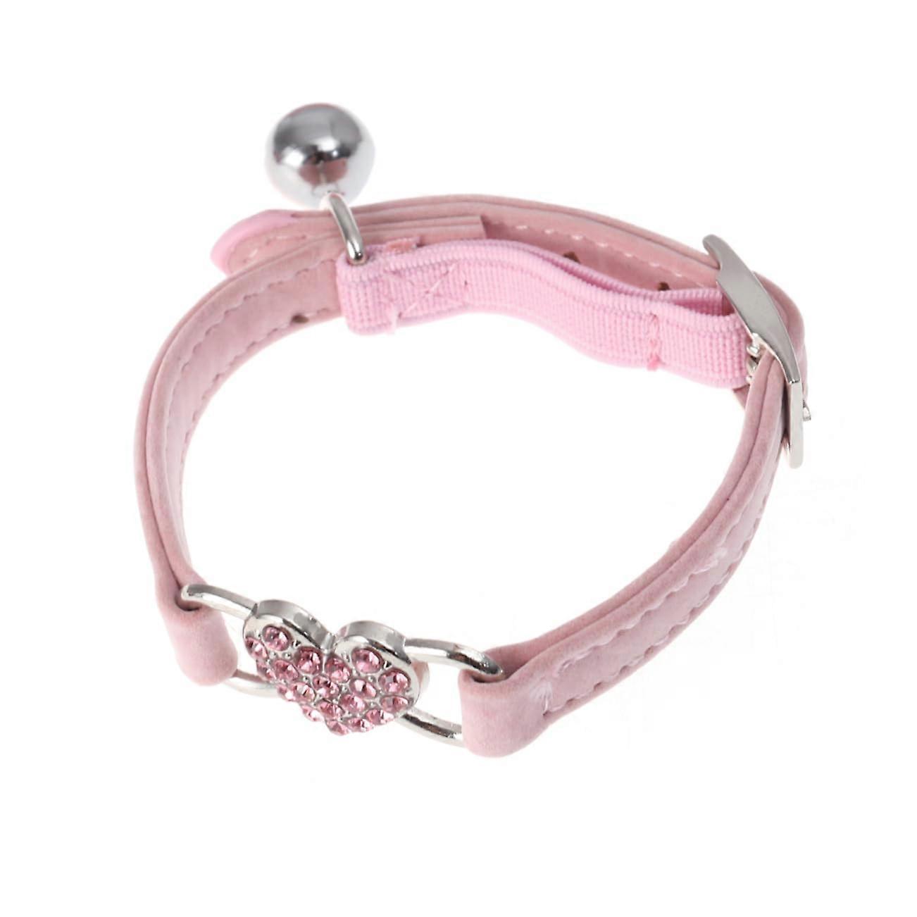 Pet Dog Cat Collar, Adjustable Plush Collar With Rhinestones, Soft Pink Fabric, For Puppies, Cats, And Small Dogs