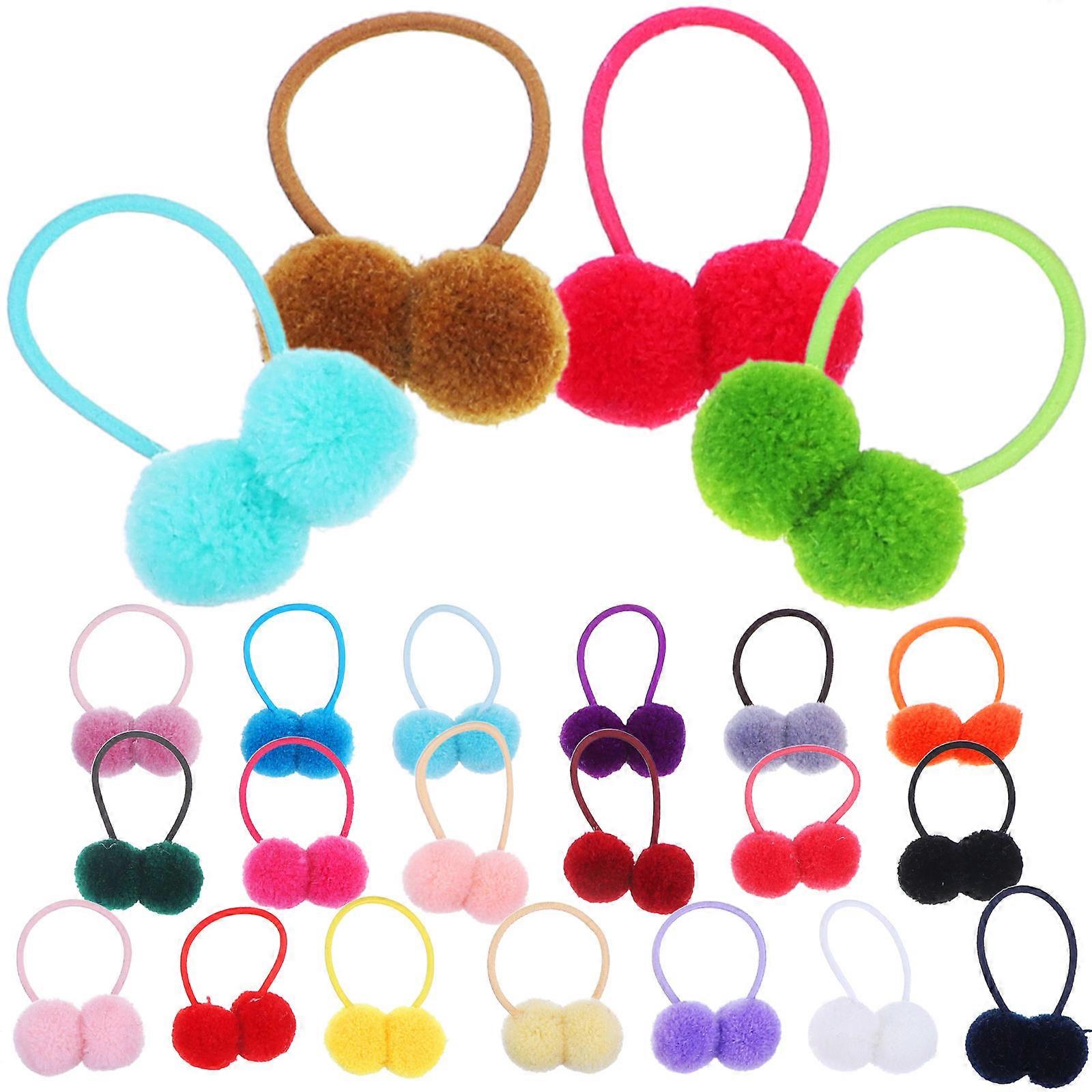 Fluffy Hair Ties Elastic Ponytail Holder for Kids in Assorted Colors 48 Pieces