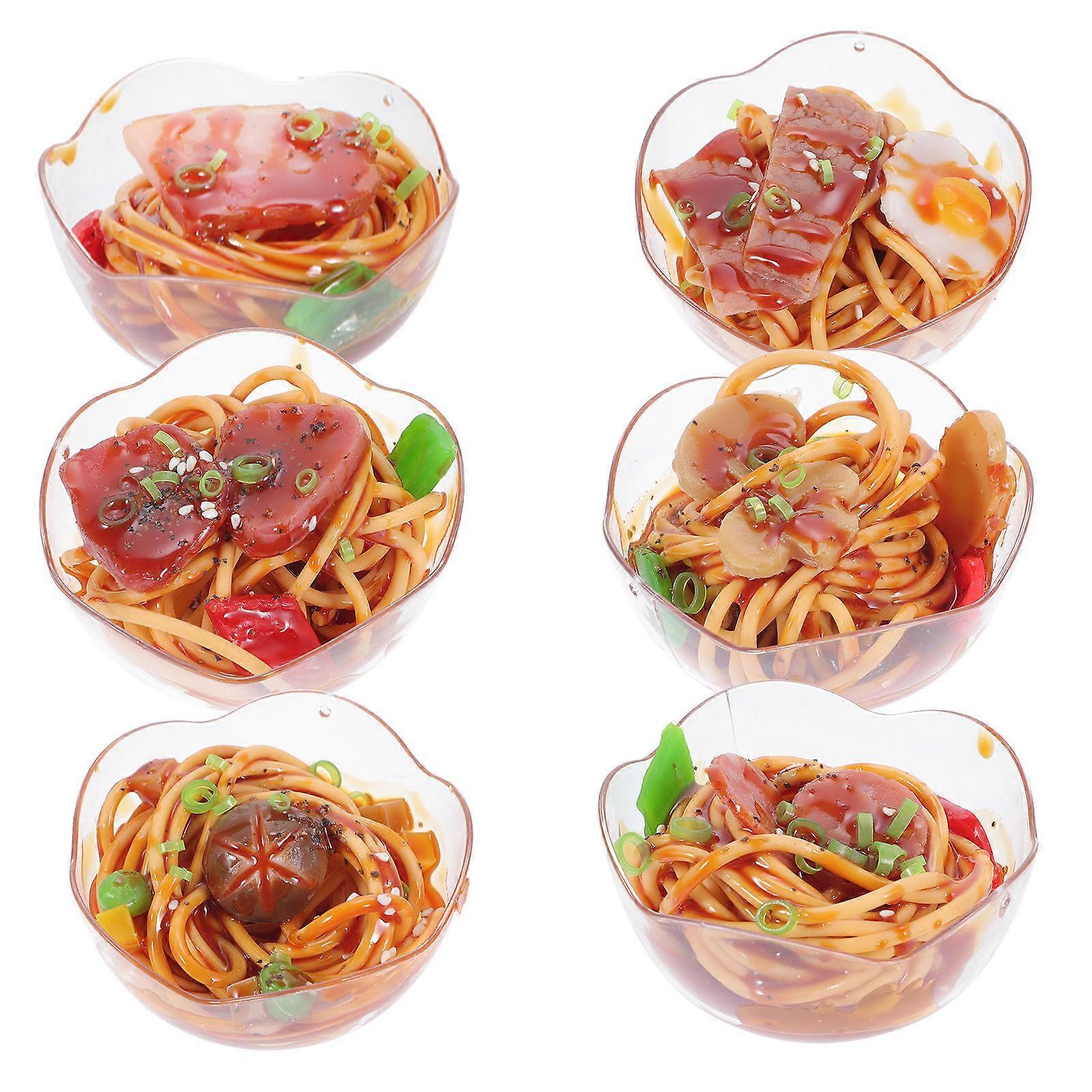 6pcs Lifelike Fake Noodle Models – Realistic Cooked Noodles Simulation Food for Home Decor, Photography Props, Educational Play – Reusable and Safe