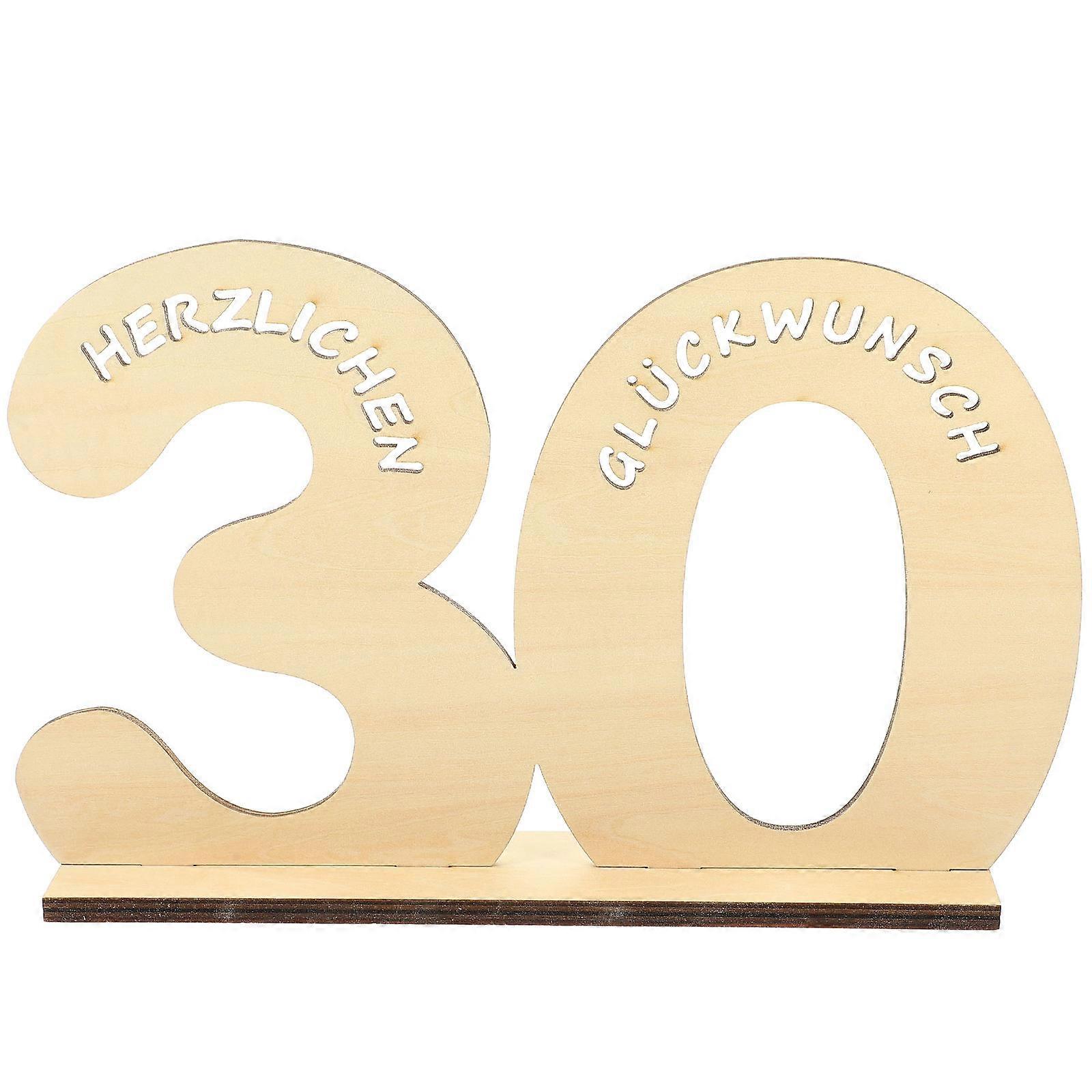 Number Sign Desk Decor Wooden Number For Photo Shooting Rounded Corners Plain Color 28.5X18CM 4.5CM Thickness 1Pack