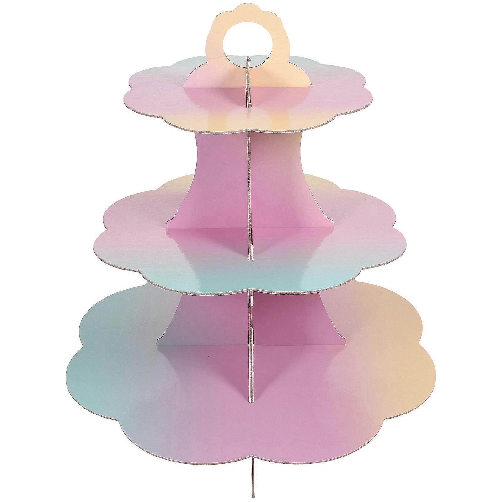 Rainbow Cake Stand, Decorative Paper Holder for Birthday Parties, Modern Desktop Display for Desserts, Cakes, and Pastries, Easy to Assemble, Stylish
