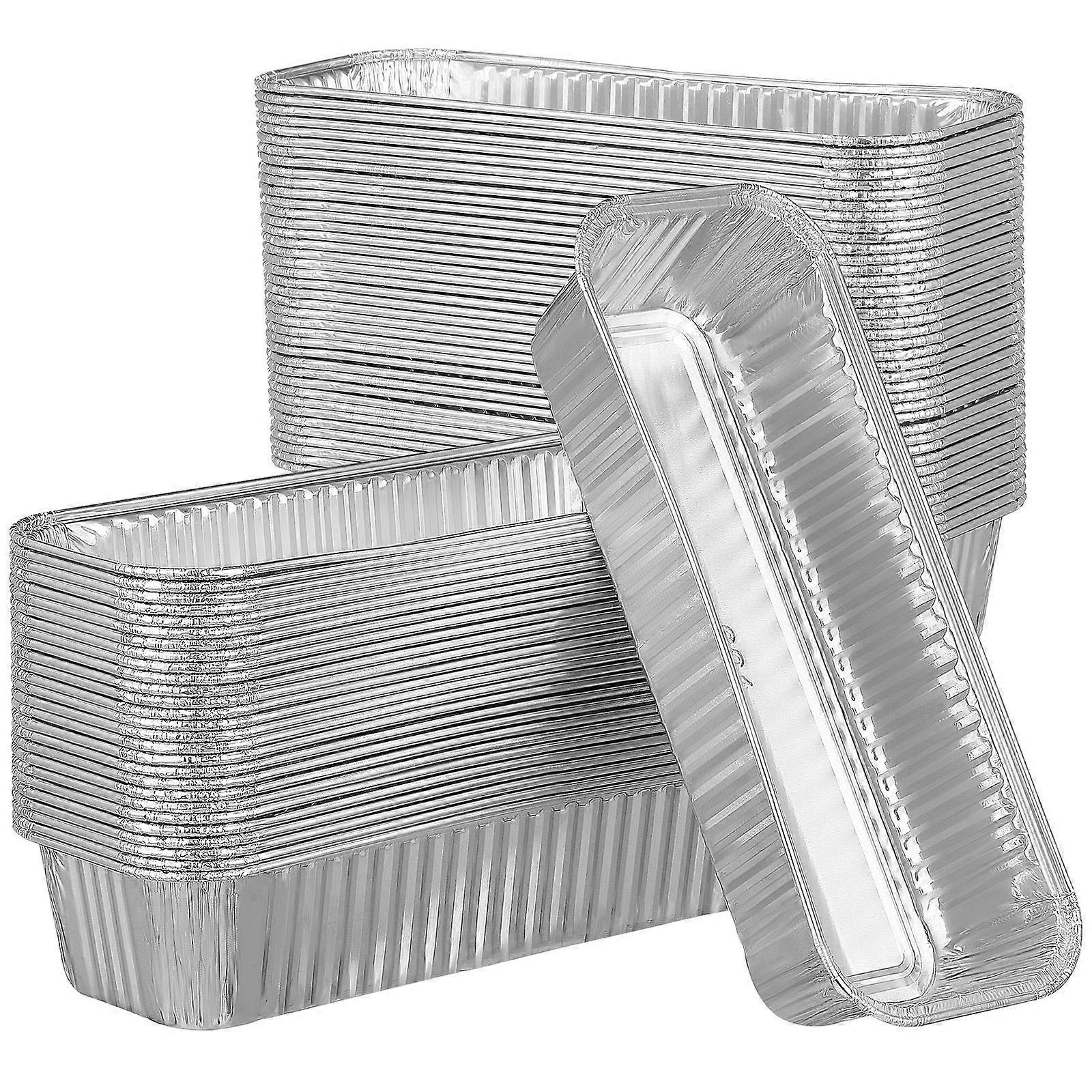 Aluminum Foil Lunch Box Heavy Duty Foil Pans Storage Container .50X8.00X4.00cm Oven Roasting Broiling Cooking 125Pack