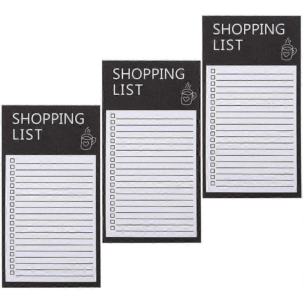 Portable Grocery List Notepad for Daily Use with Black Cover Safe Paper Material 3 Books