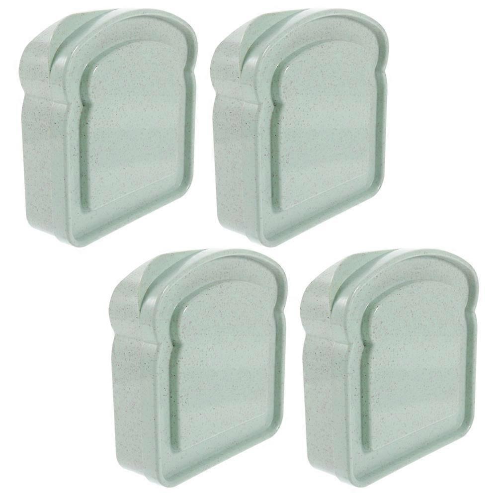 Airtight Sandwich Containers for Lunch Boxes Made of Synthetic Material Green Color Perfect for Storage Use 4pcs