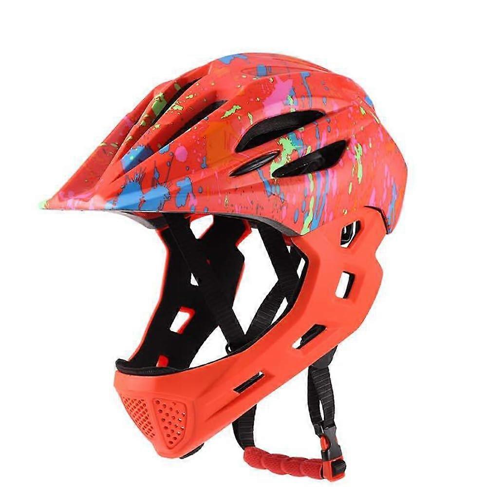 Children's Bicycle Helmet Adjustable Lightweight Full Face with LED Light for Toddlers, Breathable Orange Design