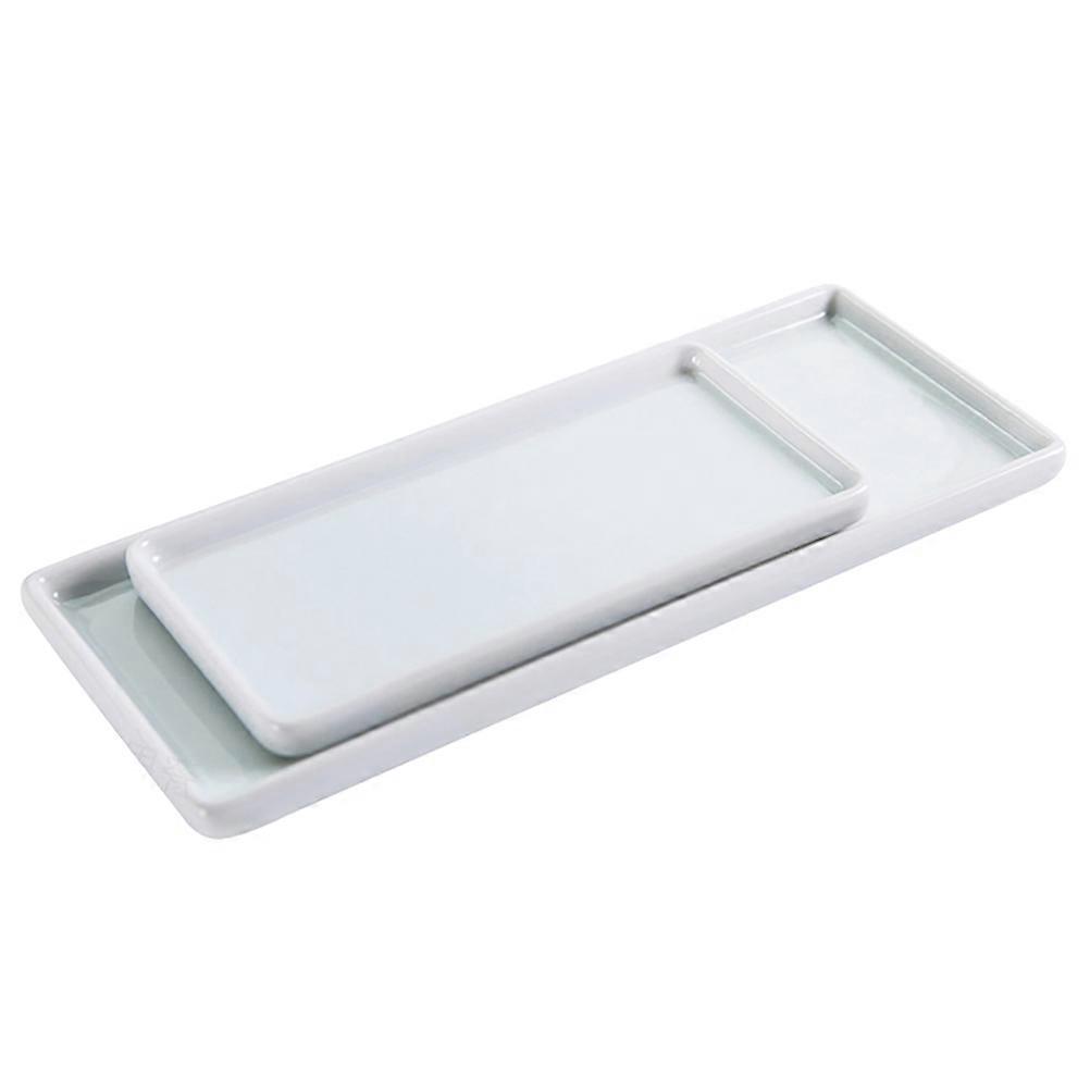 Ceramic Storage Plates for Bathroom Use 2Pcs Japanese Style White