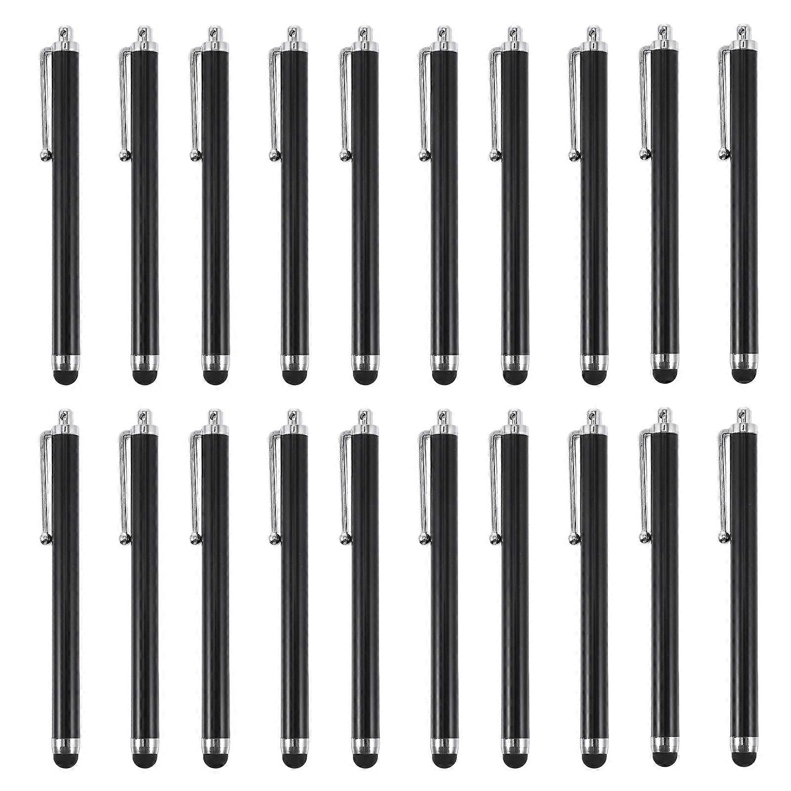 Sensitivity Stylus Pen 20 Pcs Portable Writing Drawing Tool For Smartphone And Tablet With Replaceable Design In Black Color