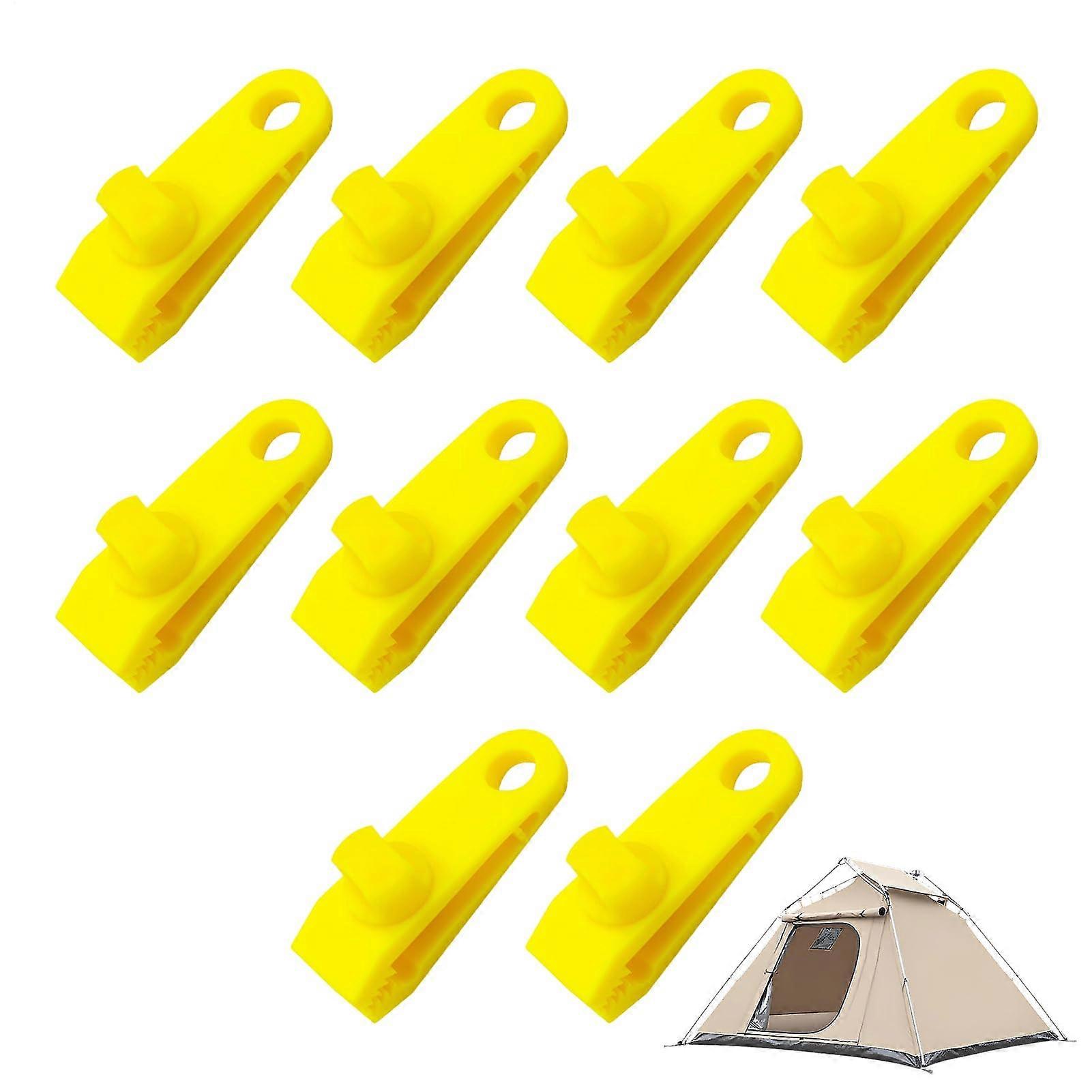 Planenclips 10 Stück, Robuste Verstellbare Abdeck-Clips für Markisen im Außenbereich, Gelb für Camping, Picknick, Garten