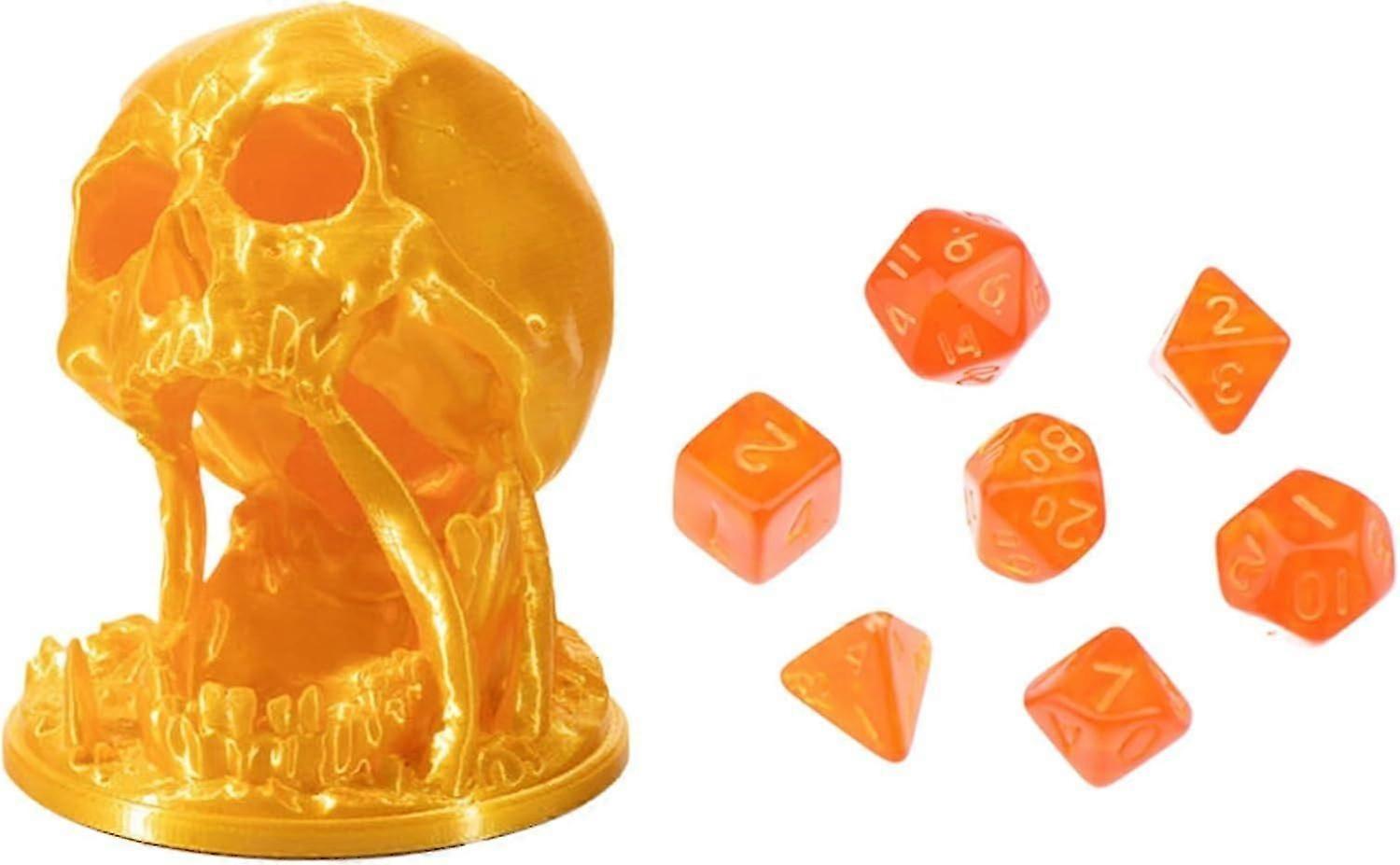 3D Printed Skull Dice Tower with Random 7Pcs D20 Tabletop Game Toys Halloween Decor Gothic Ornaments