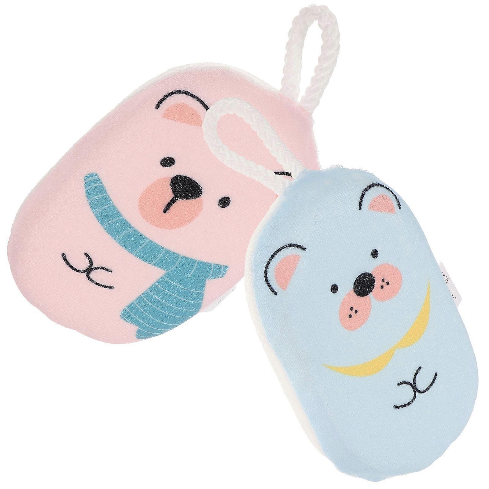 2pcs Cartoon Bear Bath Sponge Shower Scrubbers for Gentle, Lightweight Cleaning – Easy to Use for Newborns