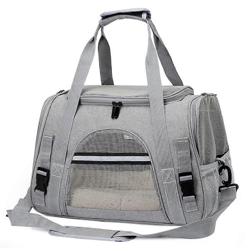Portable Cat Carrier Bag Foldable Cat Puppy Carrier Up to 5kg Portable Cat Carrier Bag Opening Removable Mat and Breathable Mesh (Grey A)