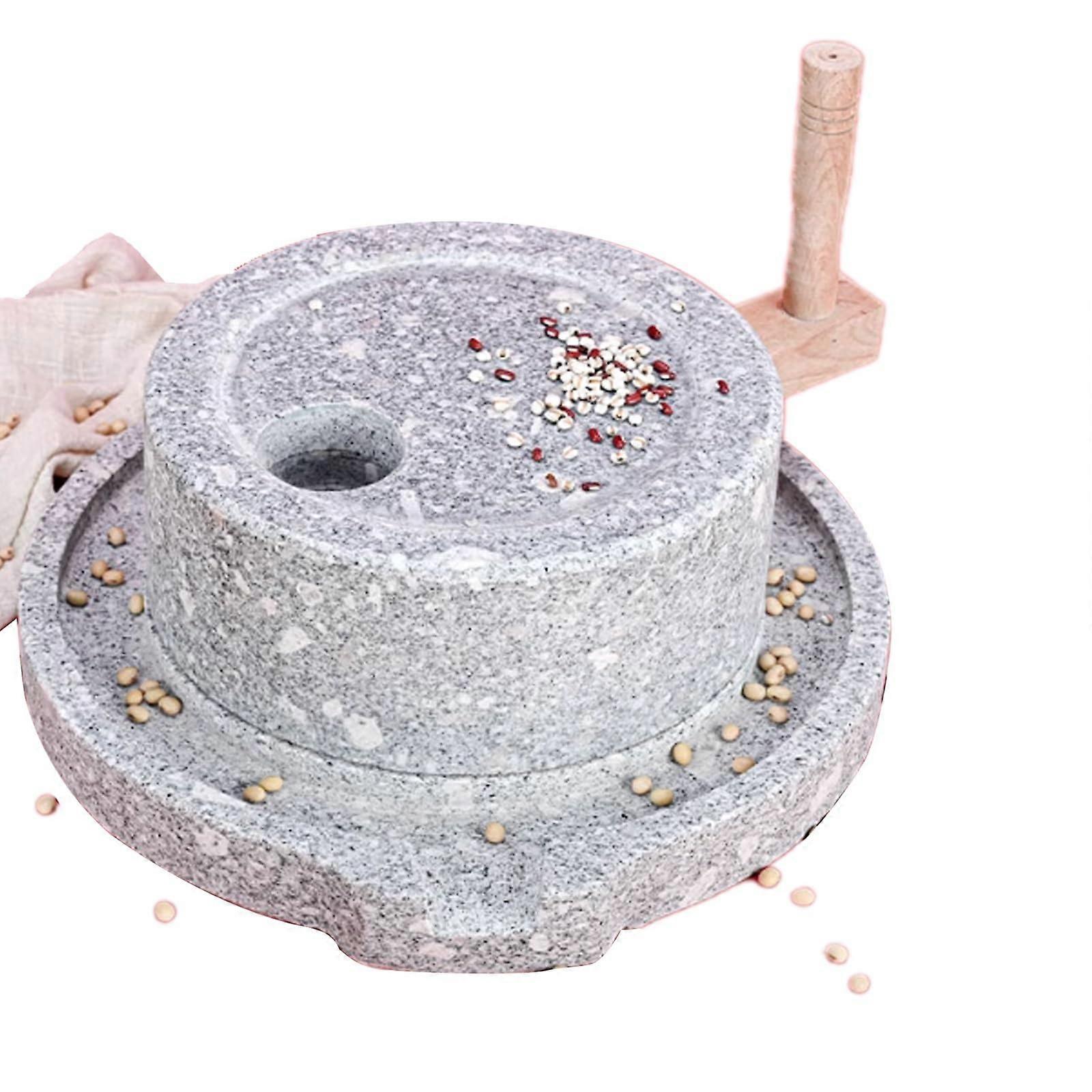 Manual grain mill with wooden frame, adjustable for coarse/fine grinding, stable and wearresistant, ideal for wheat and various grains, 20cm/7.9in.