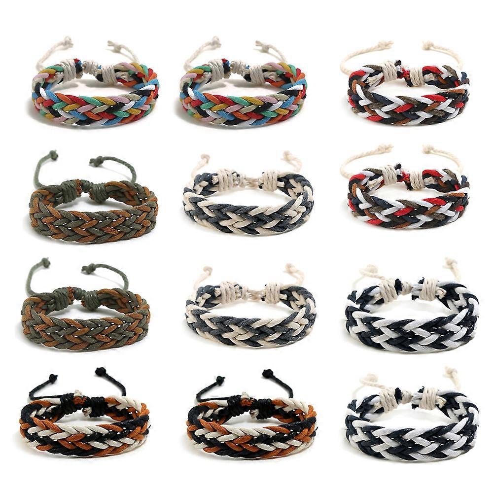 Handmade Adjustable Rope Bracelets for Decor Assorted Pcs Multistring Braided Jewelry
