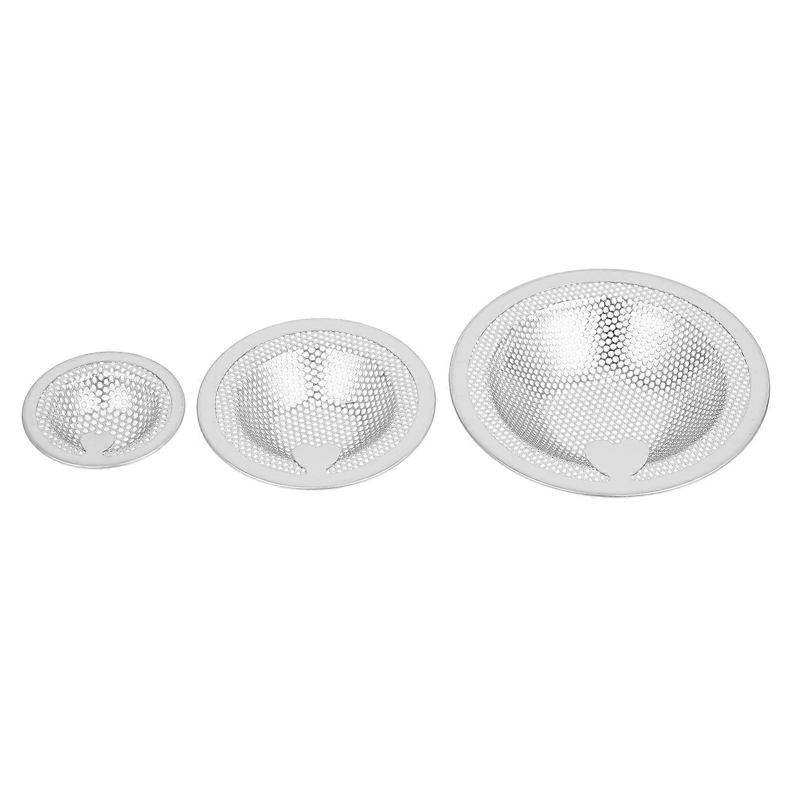 3Pcs Kitchen Sink Strainers Stainless Steel Hair Catchers For Drain Use Heart-Shaped 18X12CM Preventing Clogs