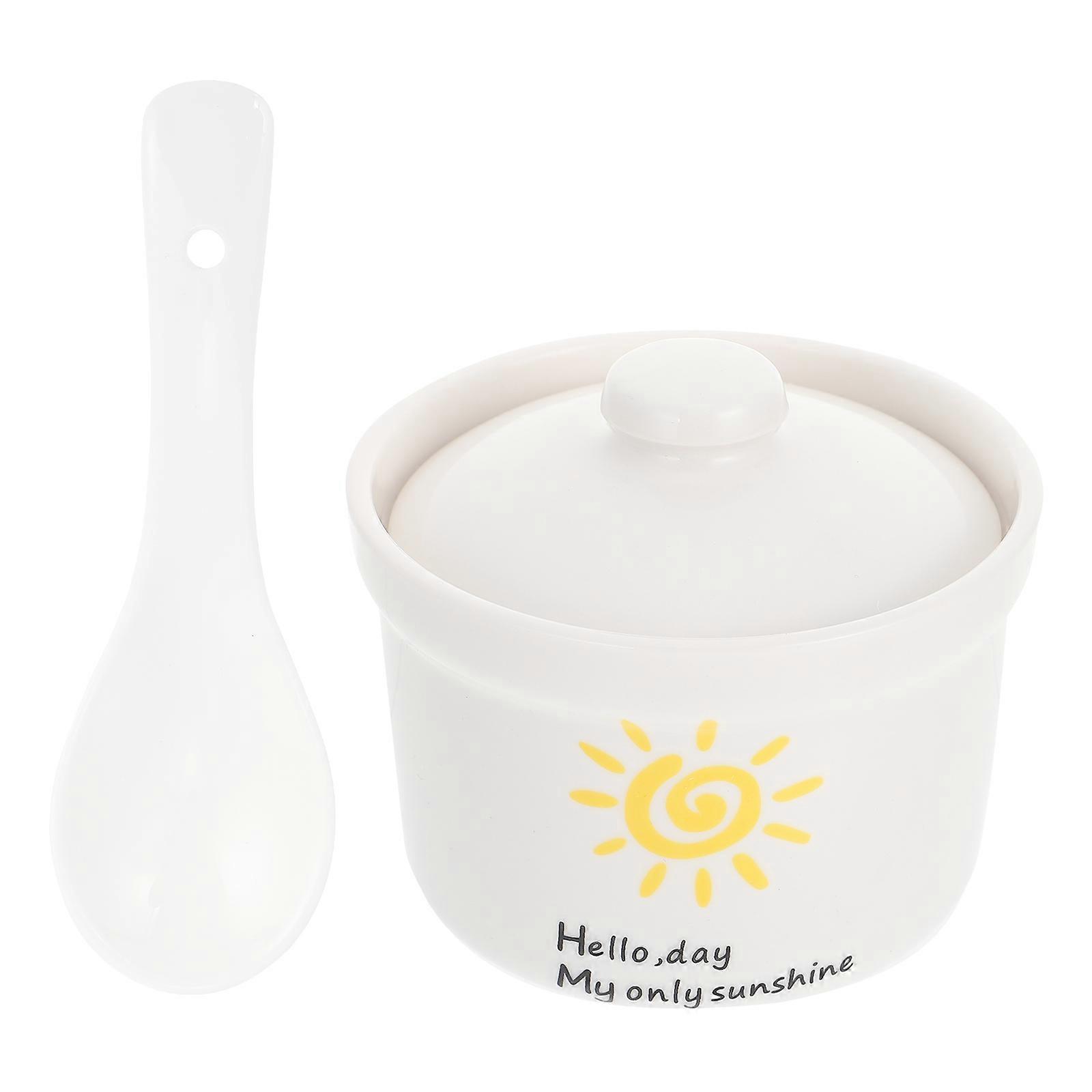 סיר תבשיל קרמי יצירתי אידיאלי למחזיק אחסון הגנה מפני אבק בצבע לבן 11.5X11.5X8 ס"מ 1 סט