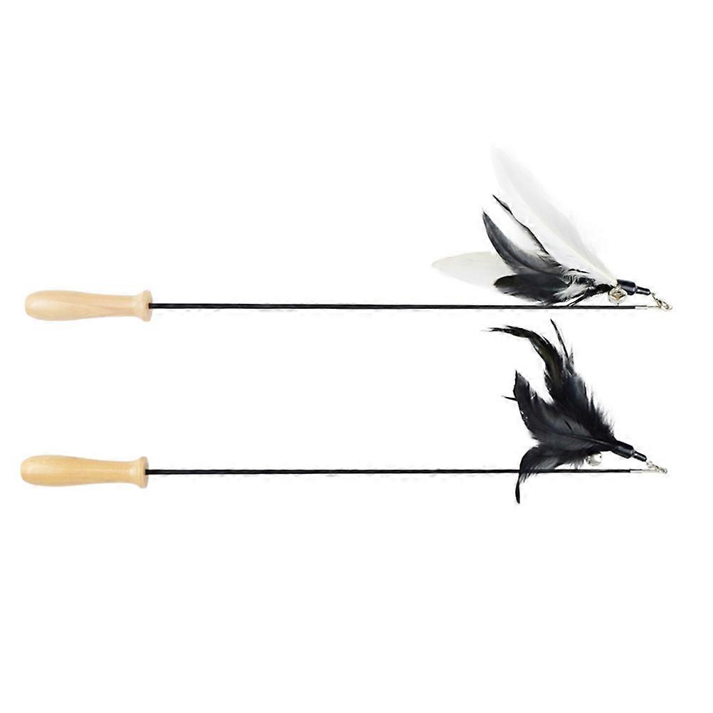 Interactive Teaser Cat Toy Set 2Pcs Retractable Cat Tickling Sticks For Training Sessions Promotes Exercise