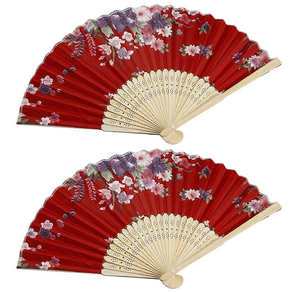 Folding Fan Props For Performances Wall Decor Chinese Style 14.34X8.25In Structure 2Set