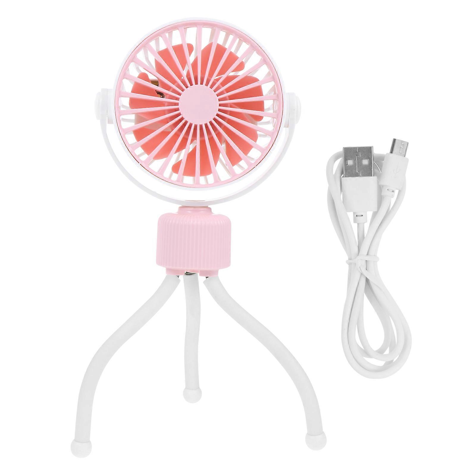 Flexible Tripod Stroller Fan Mini Handheld Fan For Crib And Wheelchair Use Pink 1Set