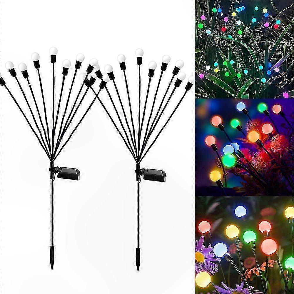 Solar Powered LED Garden Lights, Set of 2 Waterproof Outdoor Decorative Lamps with 6/8/10 LEDs for Yard and Pathway Illumination