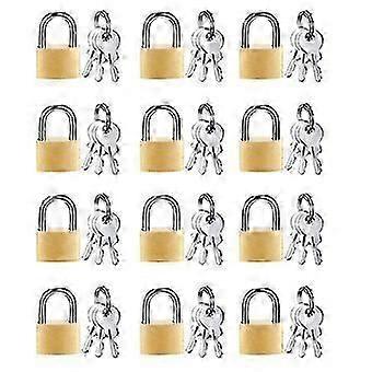 12 Pack Mini Padlock Small Padlock Solid Brass Locks with 3 Key for Luggage Lock,Backpack,Gym Locke