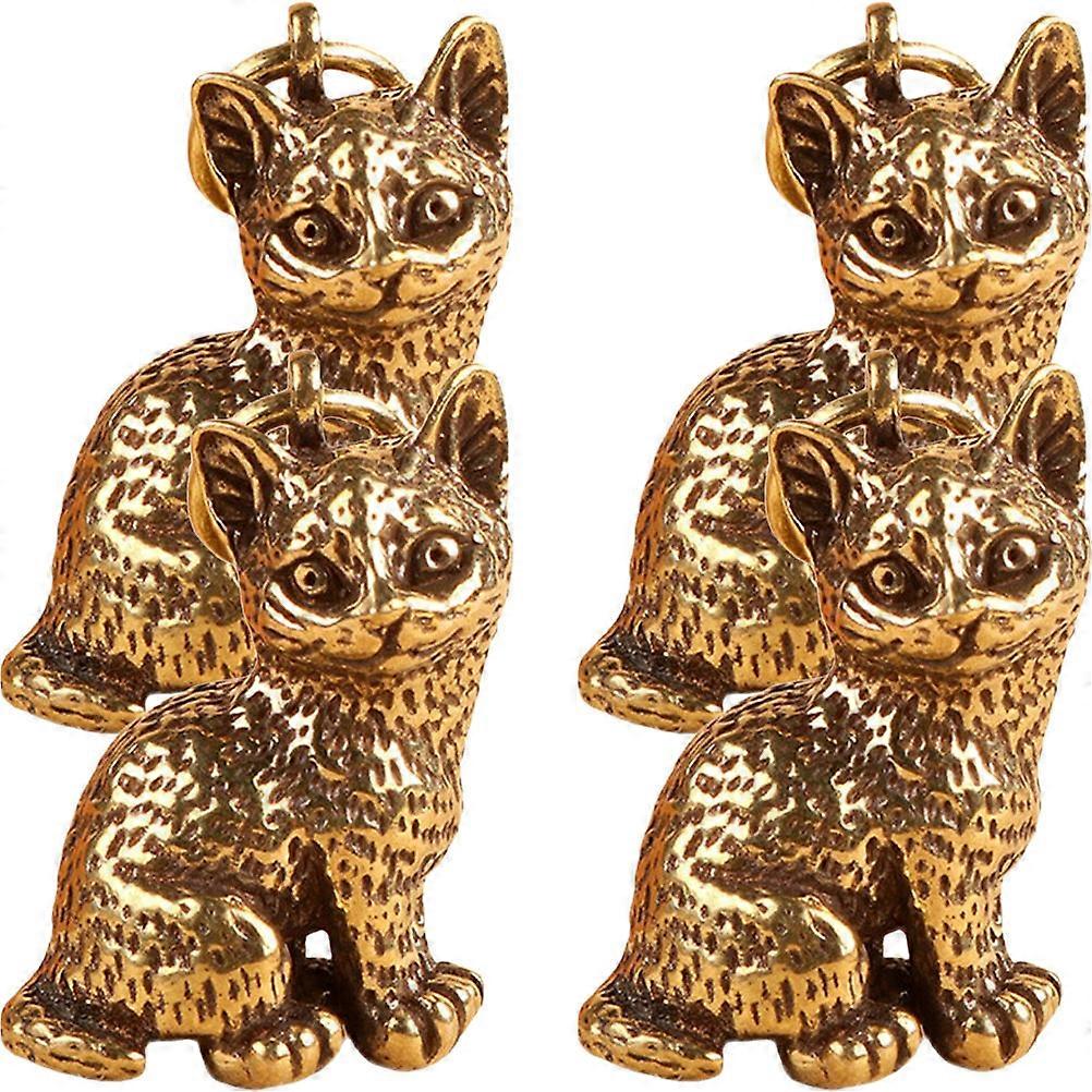 Brass Hanging Decor 4Pcs Cat Shape Handicraft Item Golden Diy Craft
