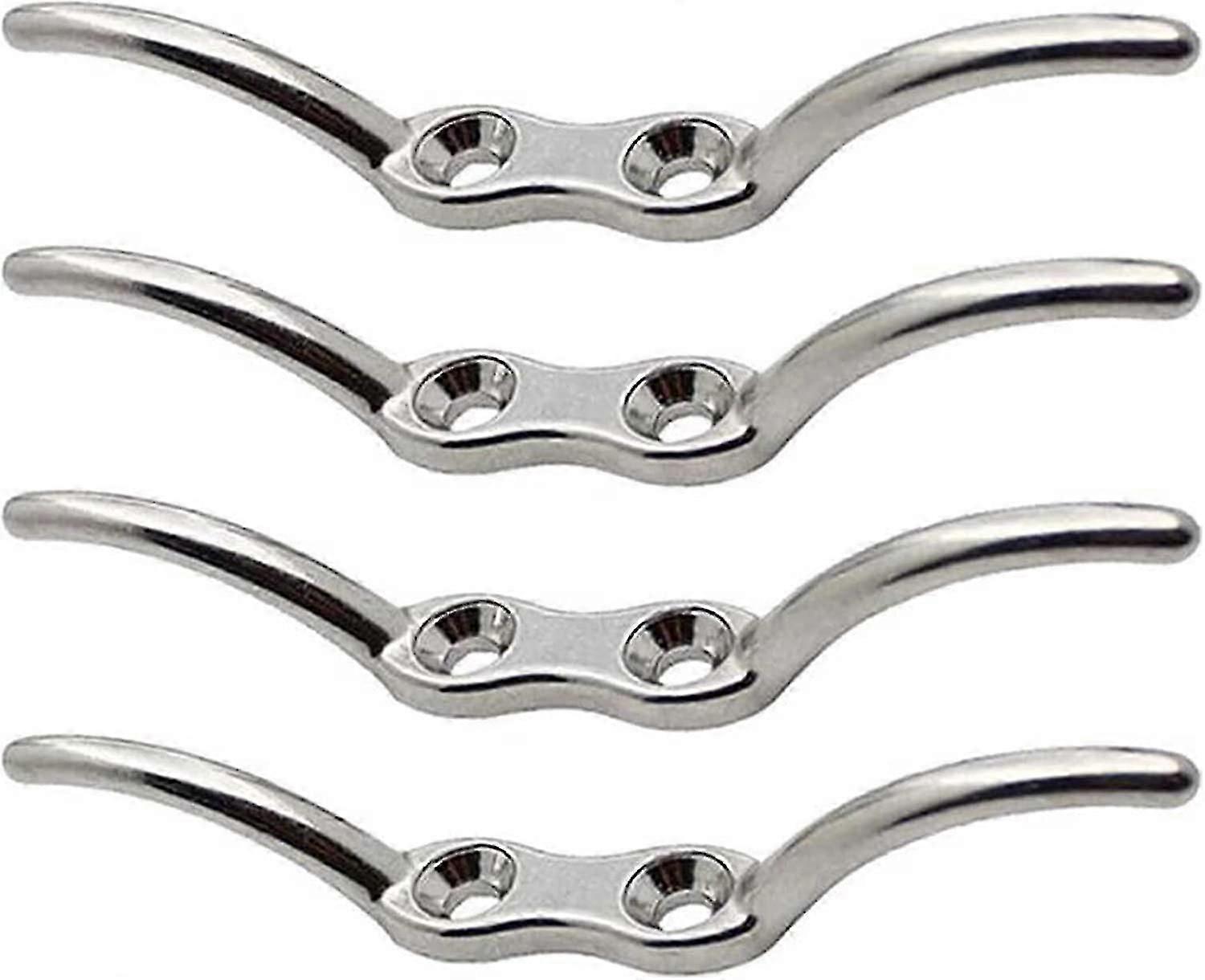 Stainless Steel Flagpole Hooks (Silver, 4 Inch) 4 Pieces