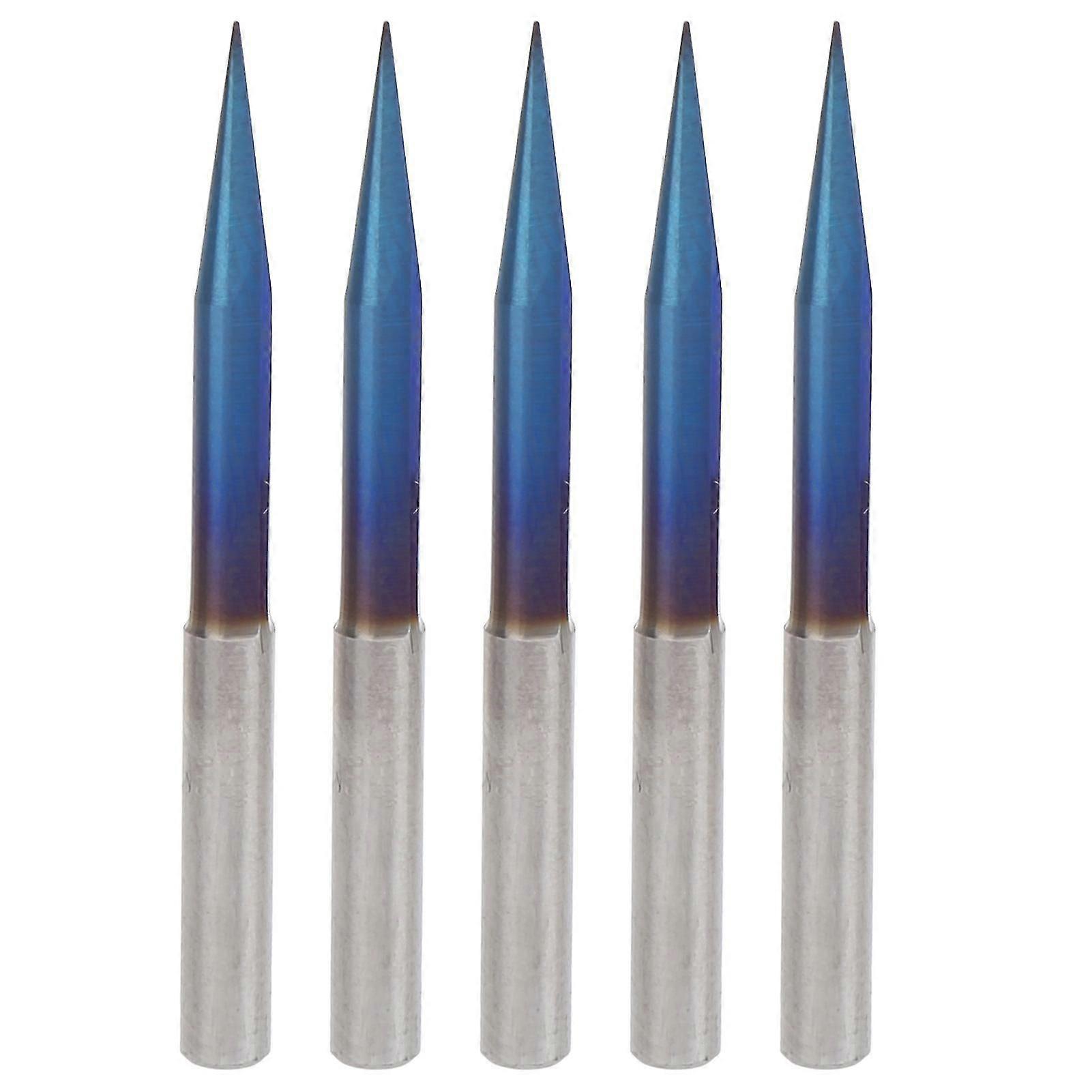 5Pcs V Tip Engraving Bit 2 Straight Flutes 4mm Shank End Mill Carving Tool Tungsten Steel 4x0.5x15