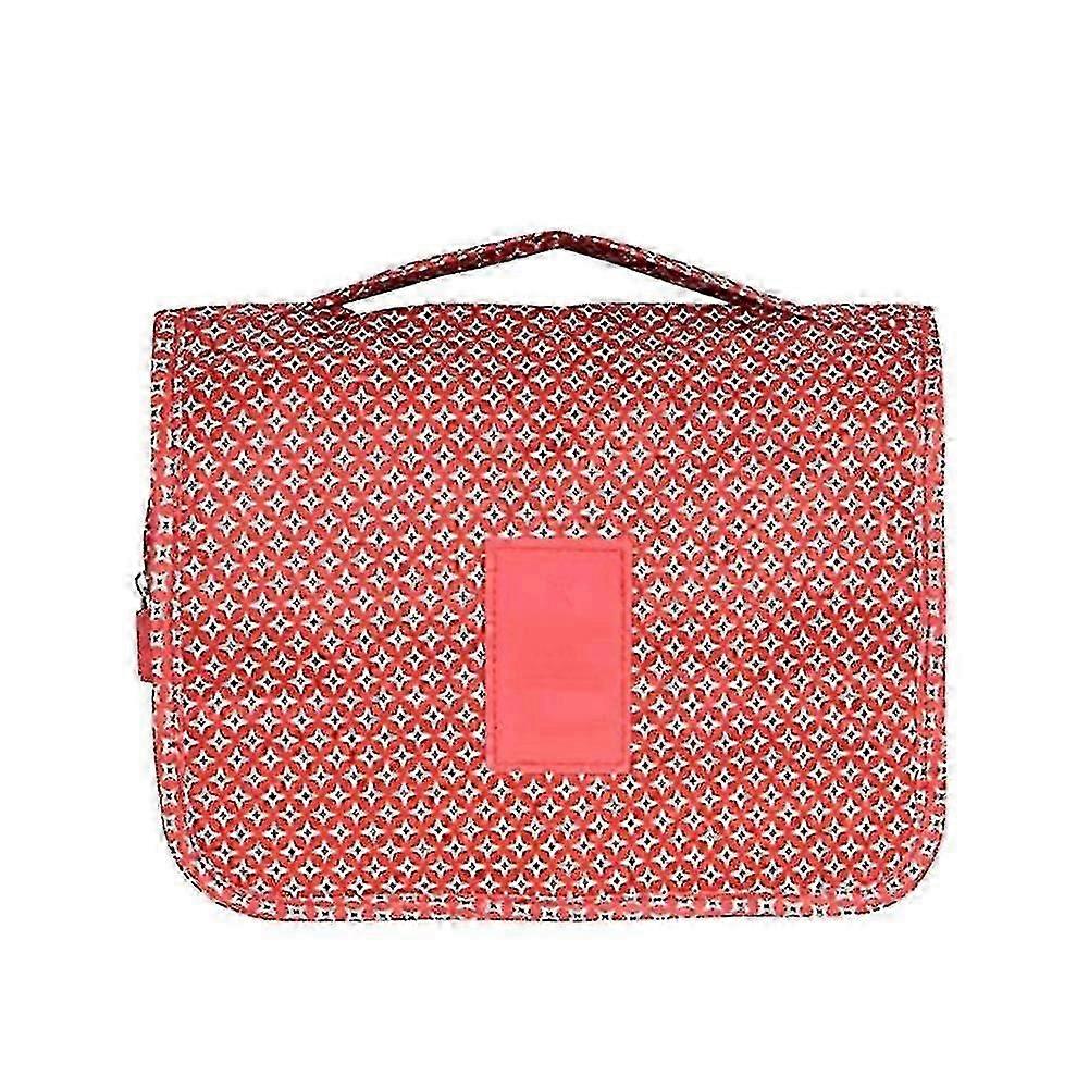 Elegant Red Daisy Travel Toiletry Bag with Zipper and Sticky Layer - Perfect for Makeup
